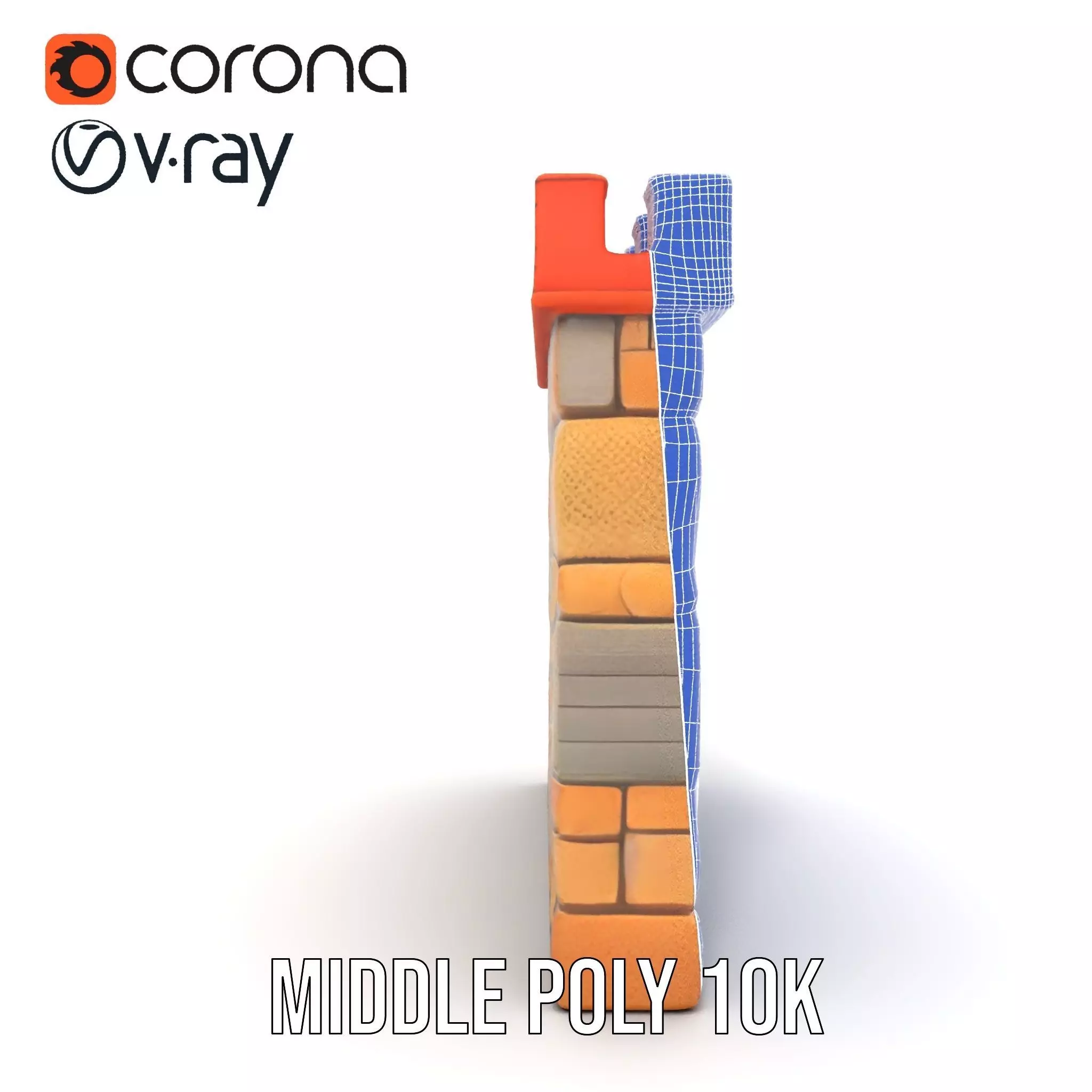 Medieval Stone Wall model pack Low-poly 3D model_11