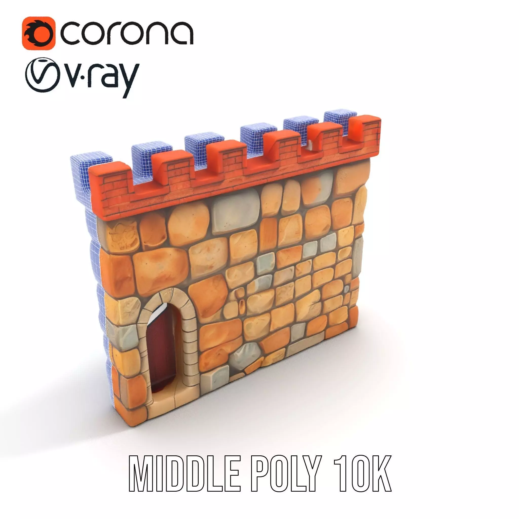 Medieval Stone Wall model pack Low-poly 3D model_27
