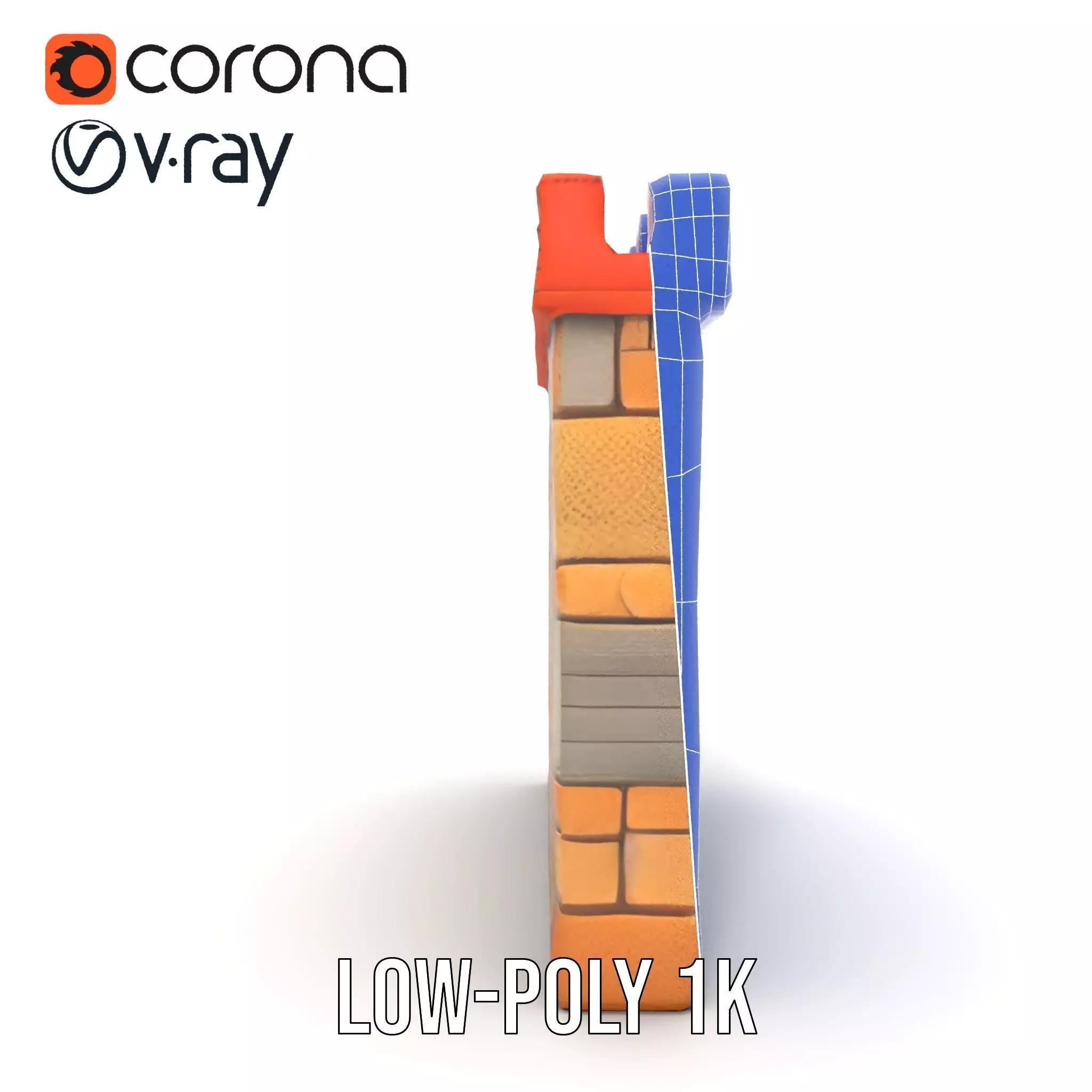 Medieval Stone Wall model pack Low-poly 3D model_31