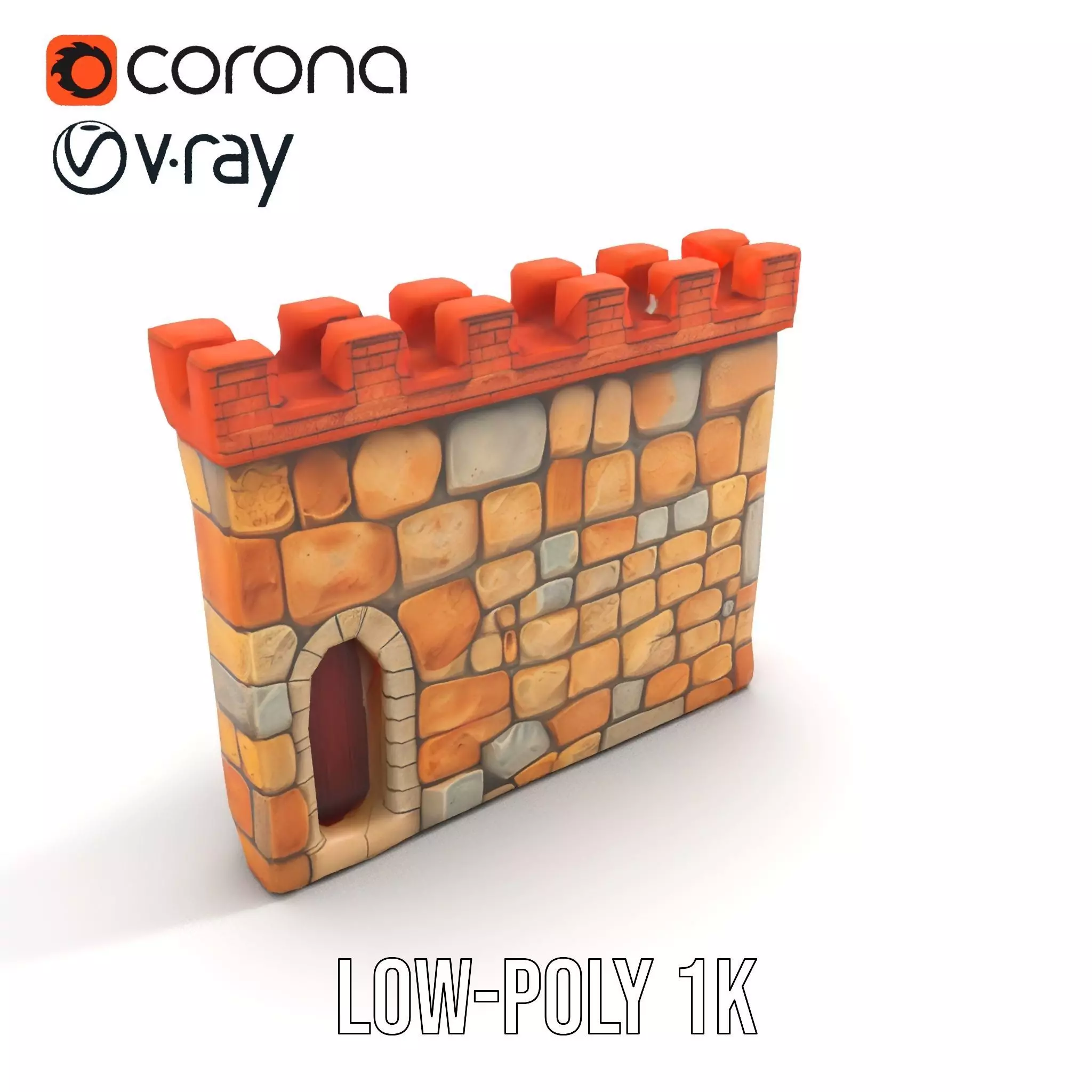 Medieval Stone Wall model pack Low-poly 3D model_12
