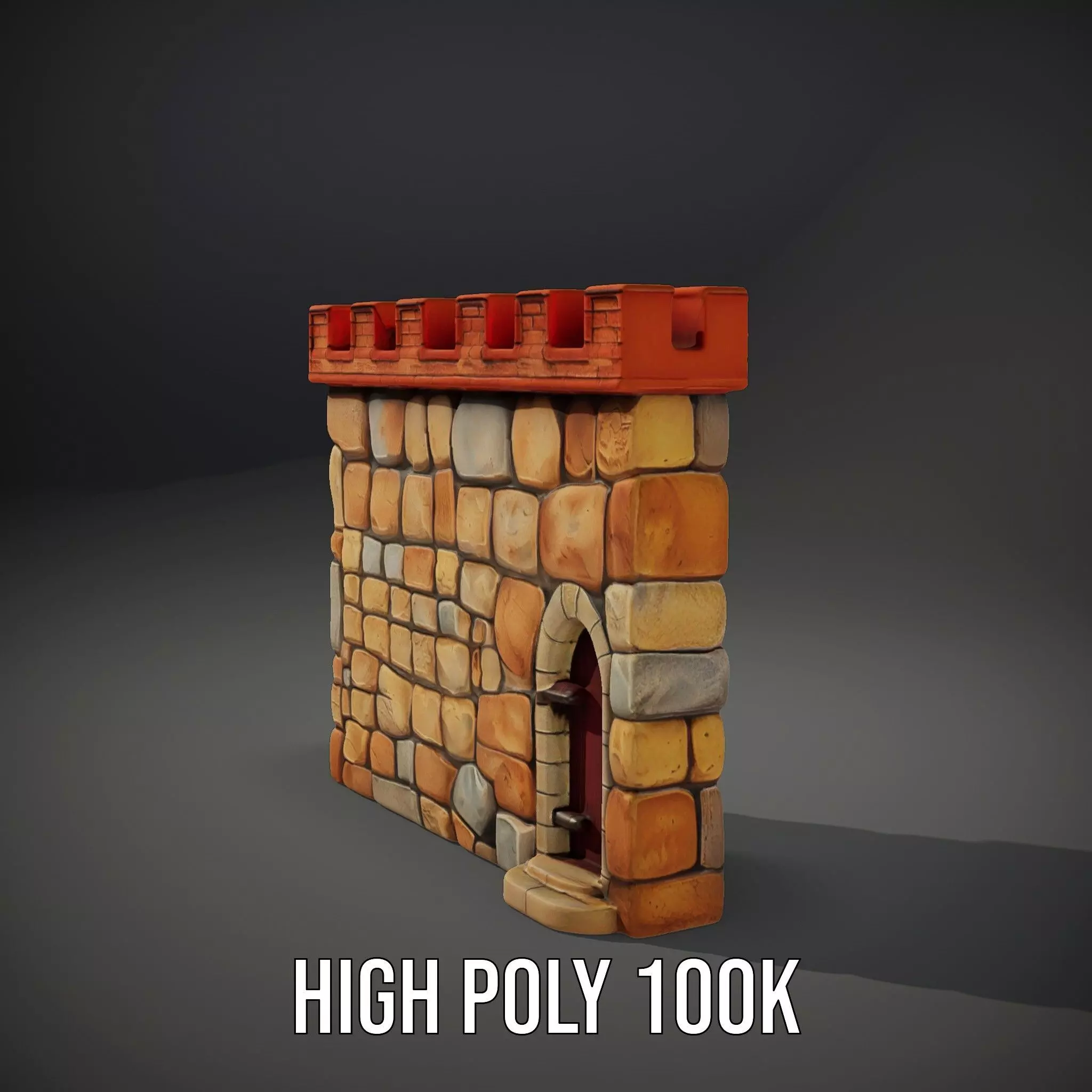 Medieval Stone Wall model pack Low-poly 3D model_8
