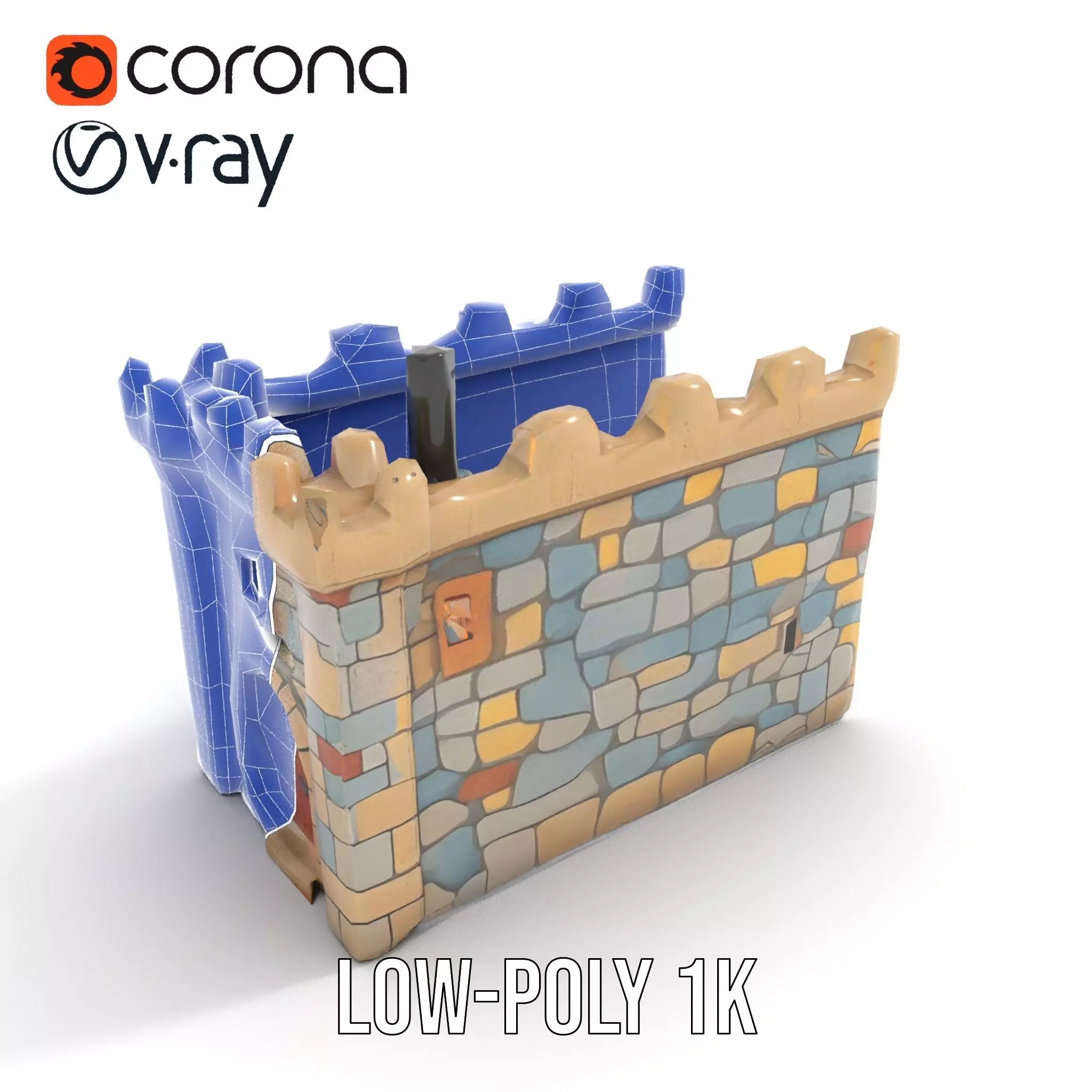 Stone Fortress Tower model pack Low-poly 3D model_23