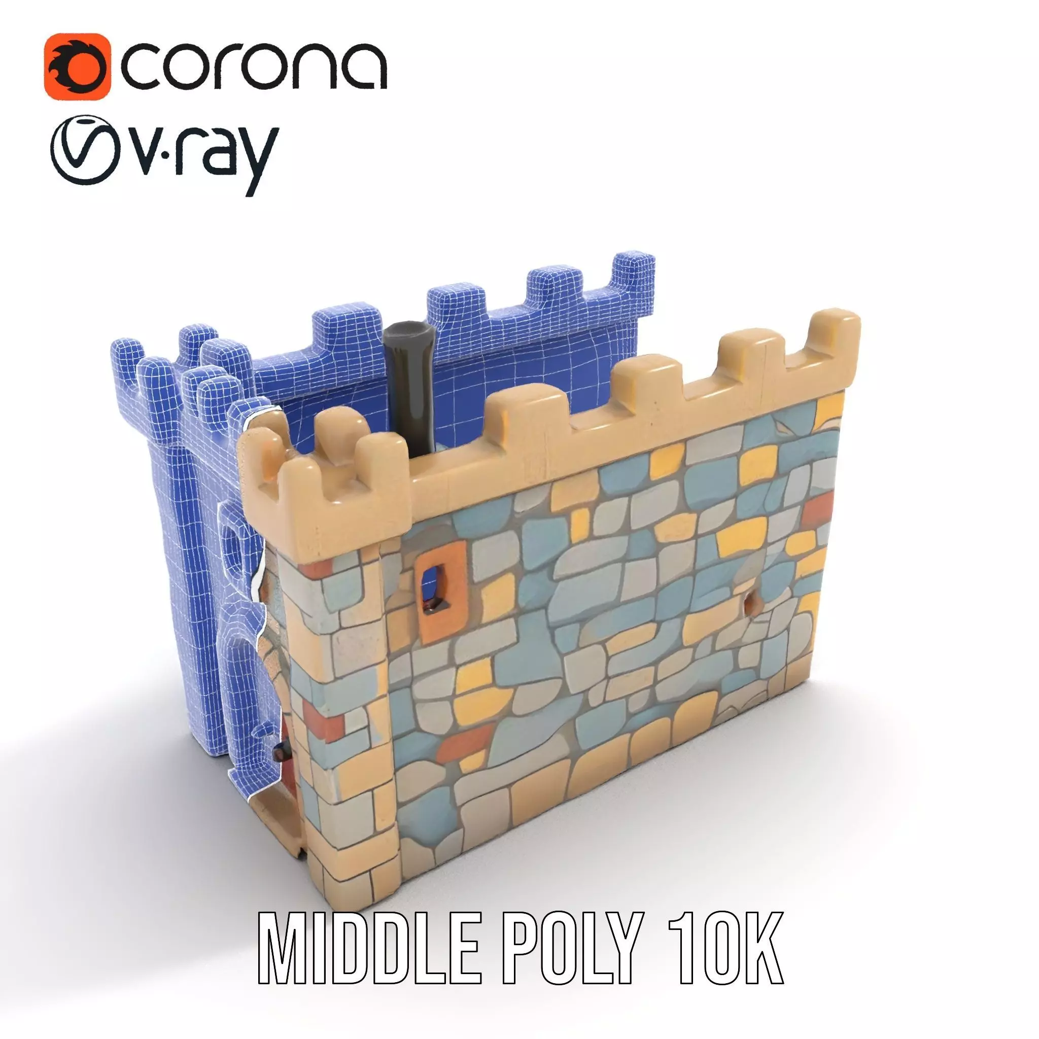 Stone Fortress Tower model pack Low-poly 3D model_11