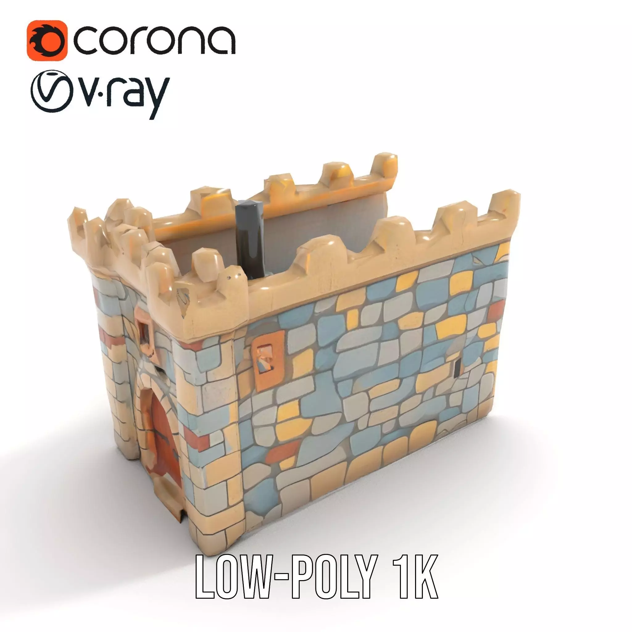 Stone Fortress Tower model pack Low-poly 3D model_12