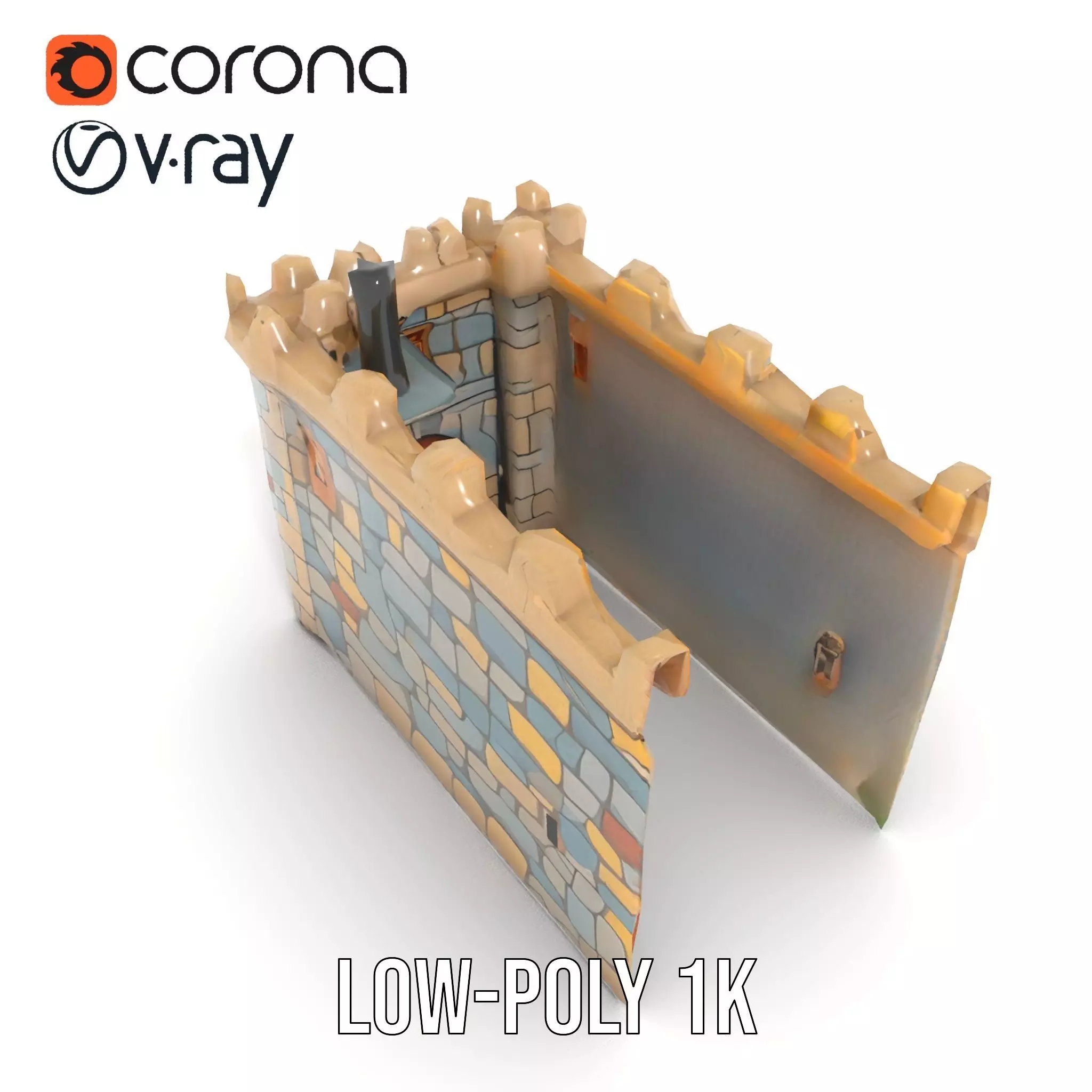 Stone Fortress Tower model pack Low-poly 3D model_20