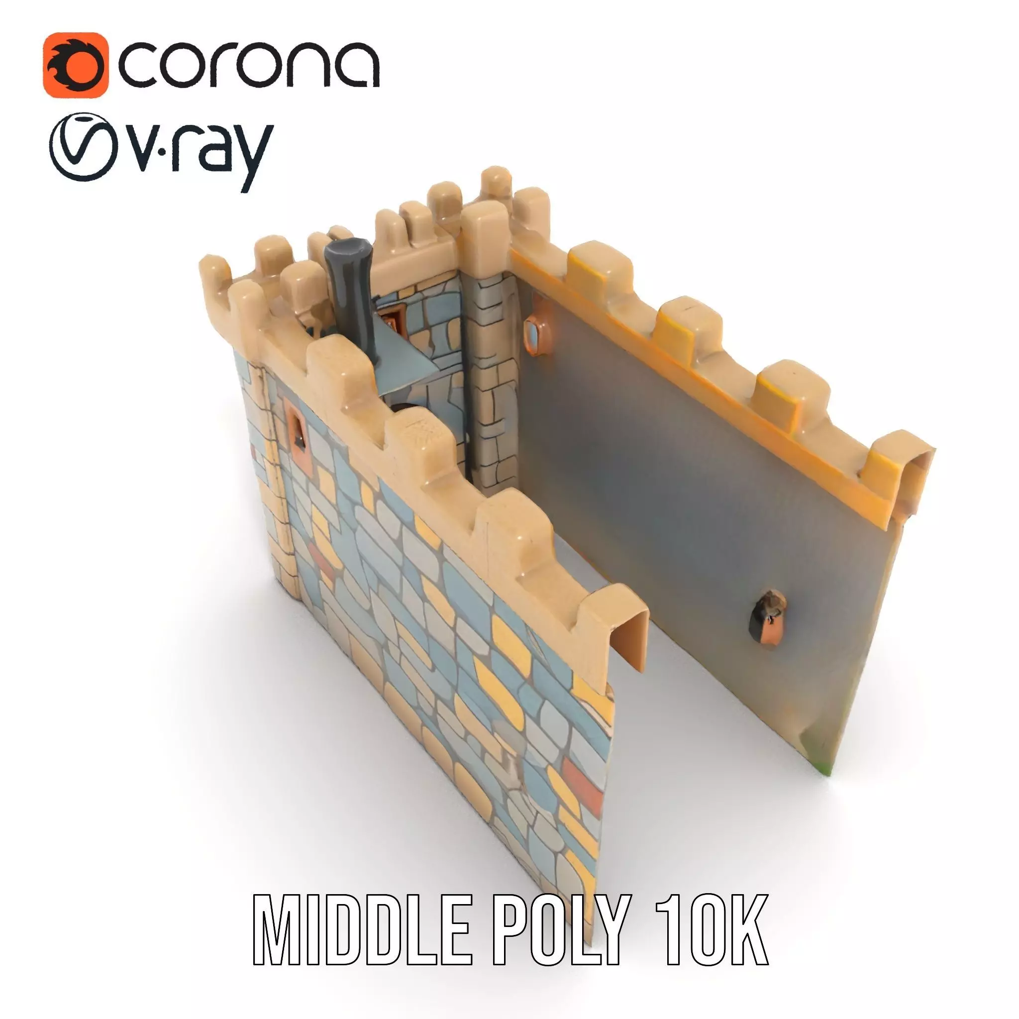 Stone Fortress Tower model pack Low-poly 3D model_5