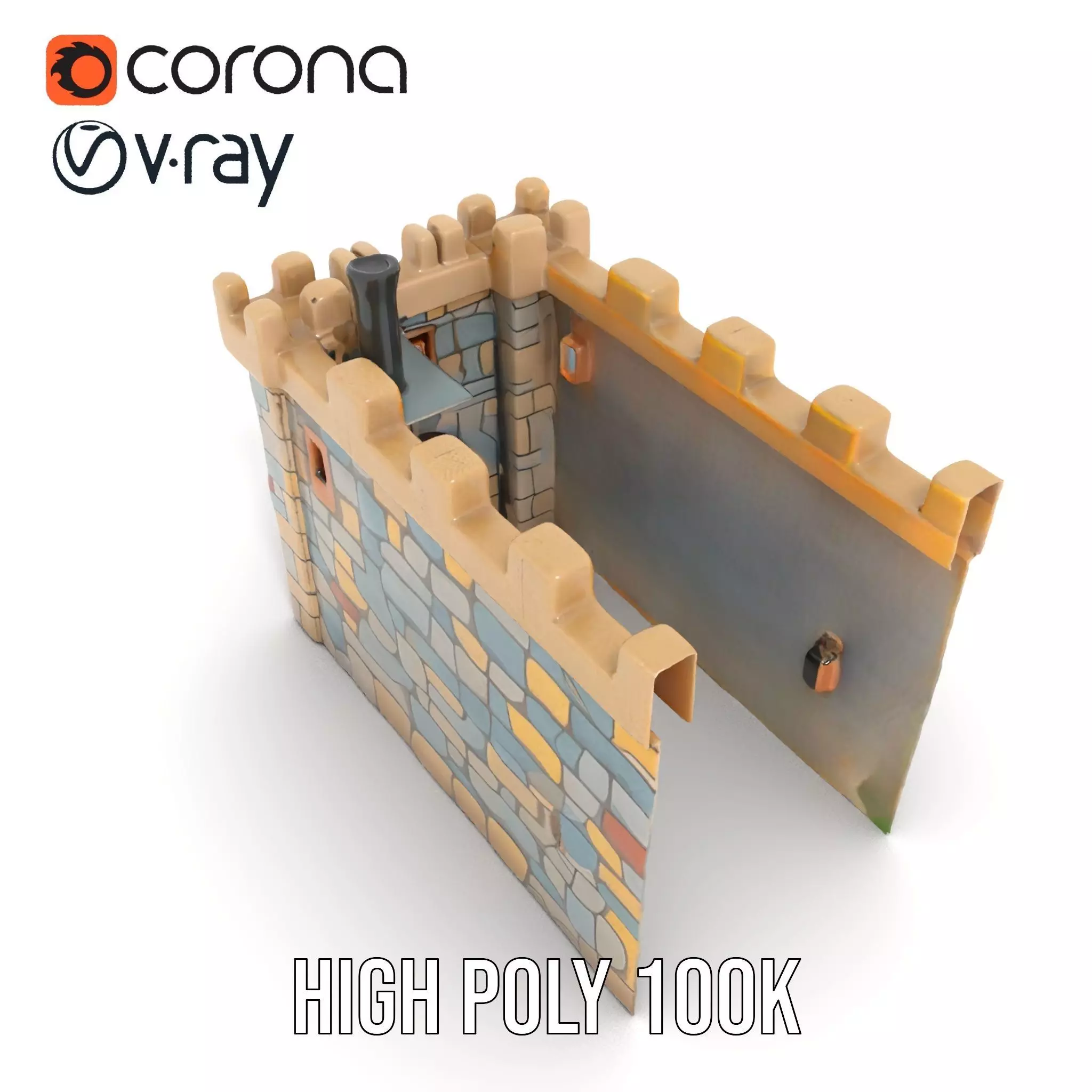 Stone Fortress Tower model pack Low-poly 3D model_15