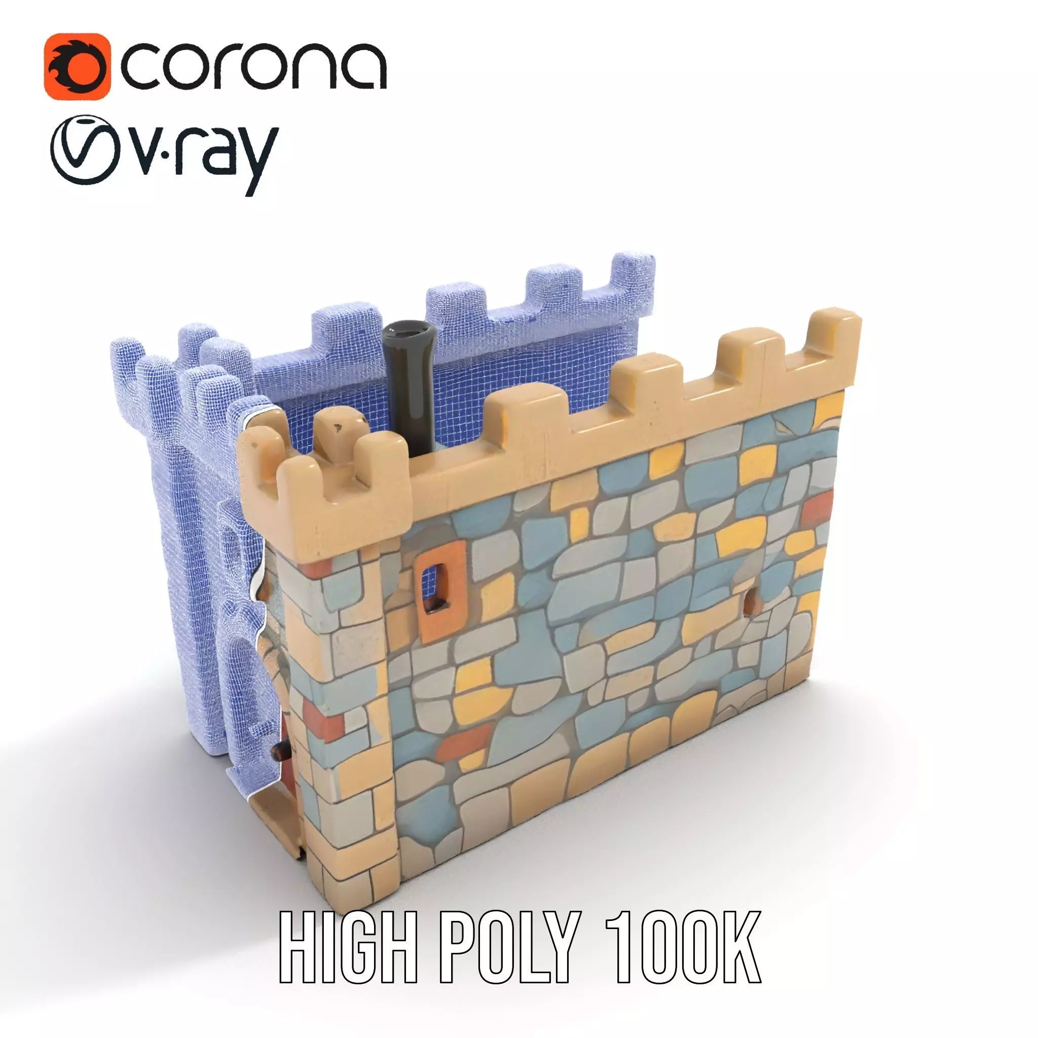 Stone Fortress Tower model pack Low-poly 3D model_33