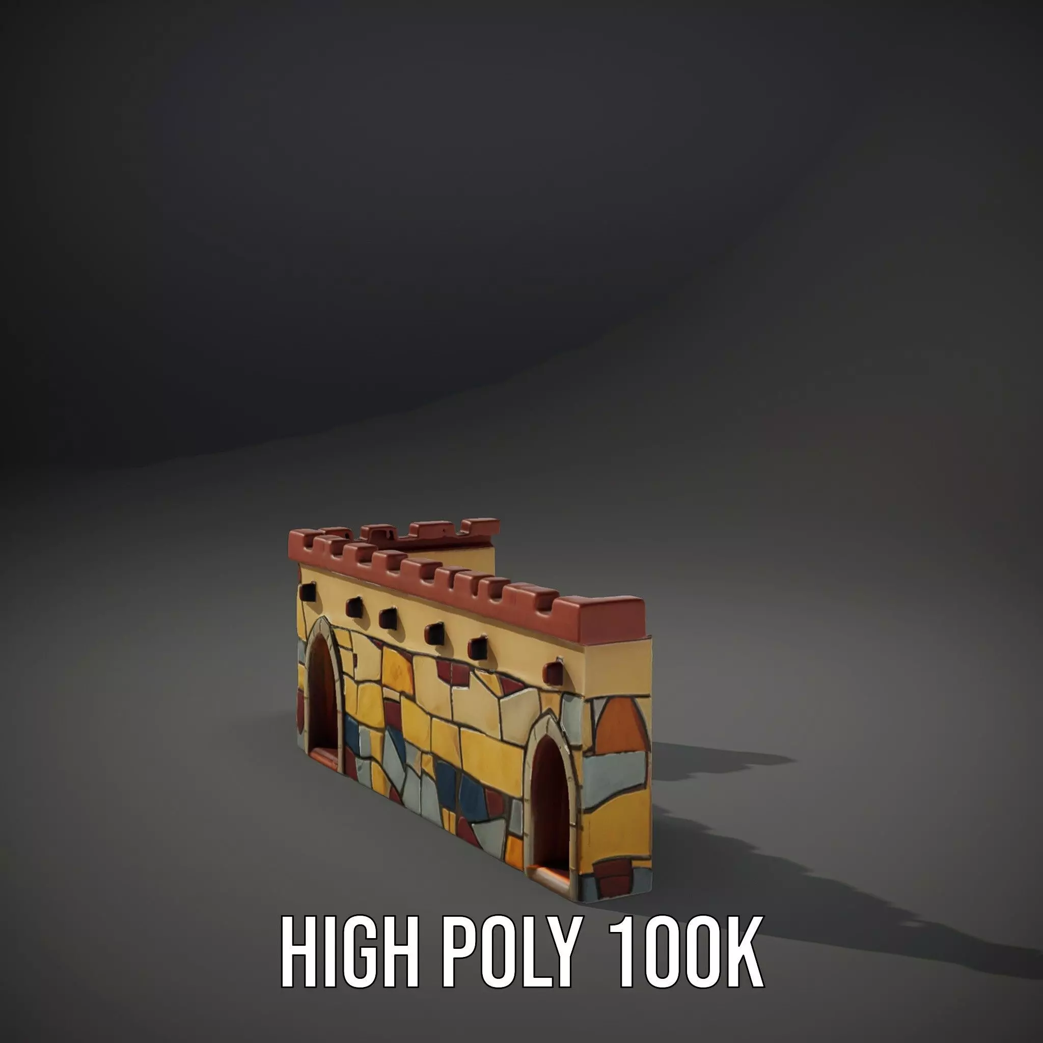 Colorful Castle Wall model pack Low-poly 3D model_10