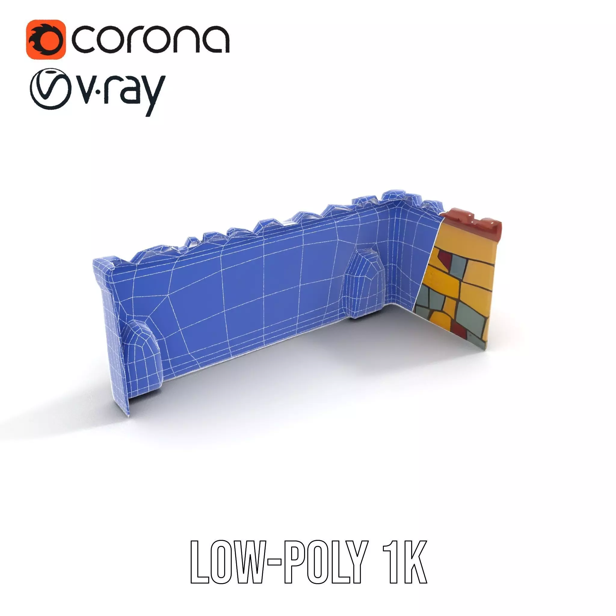 Colorful Castle Wall model pack Low-poly 3D model_14