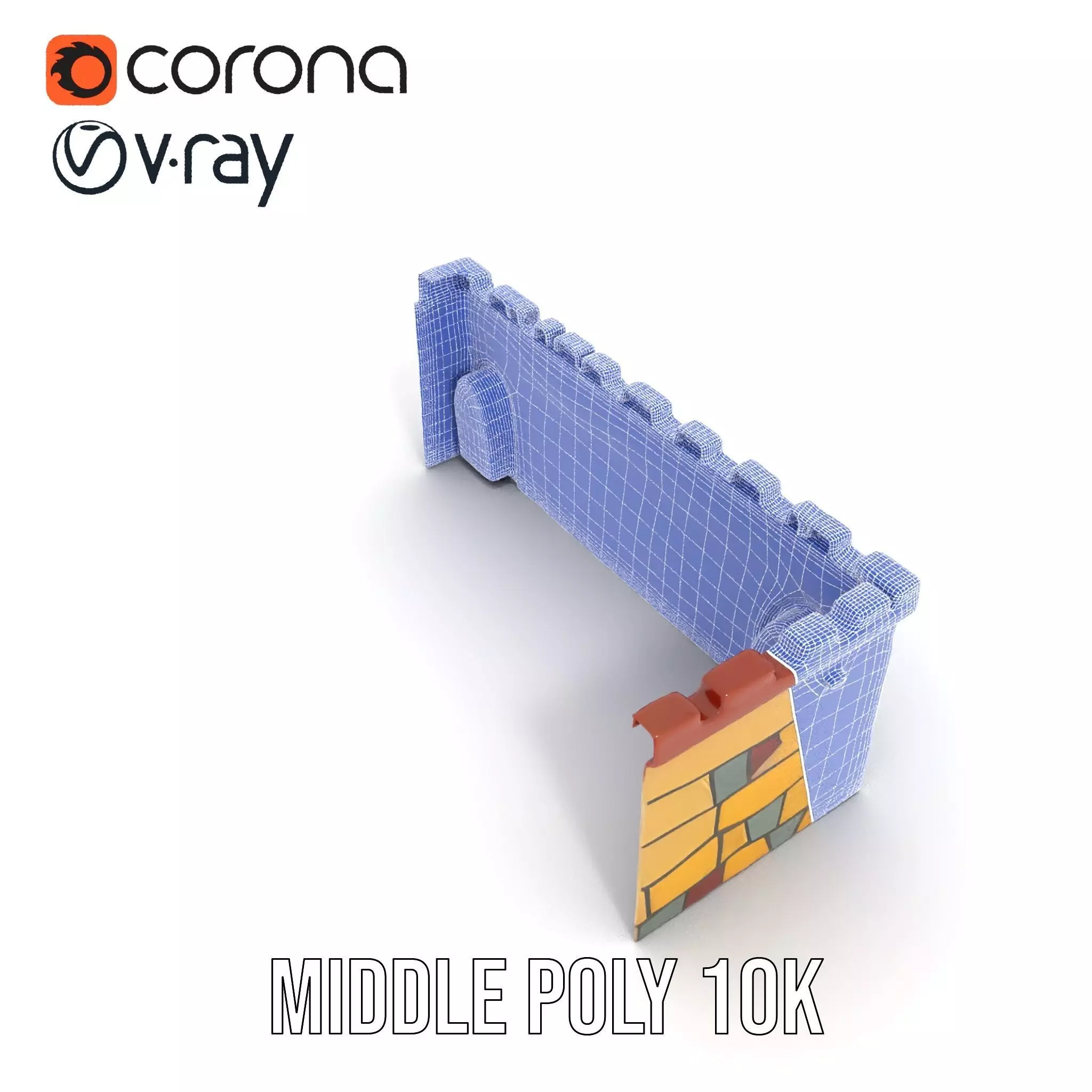 Colorful Castle Wall model pack Low-poly 3D model_30