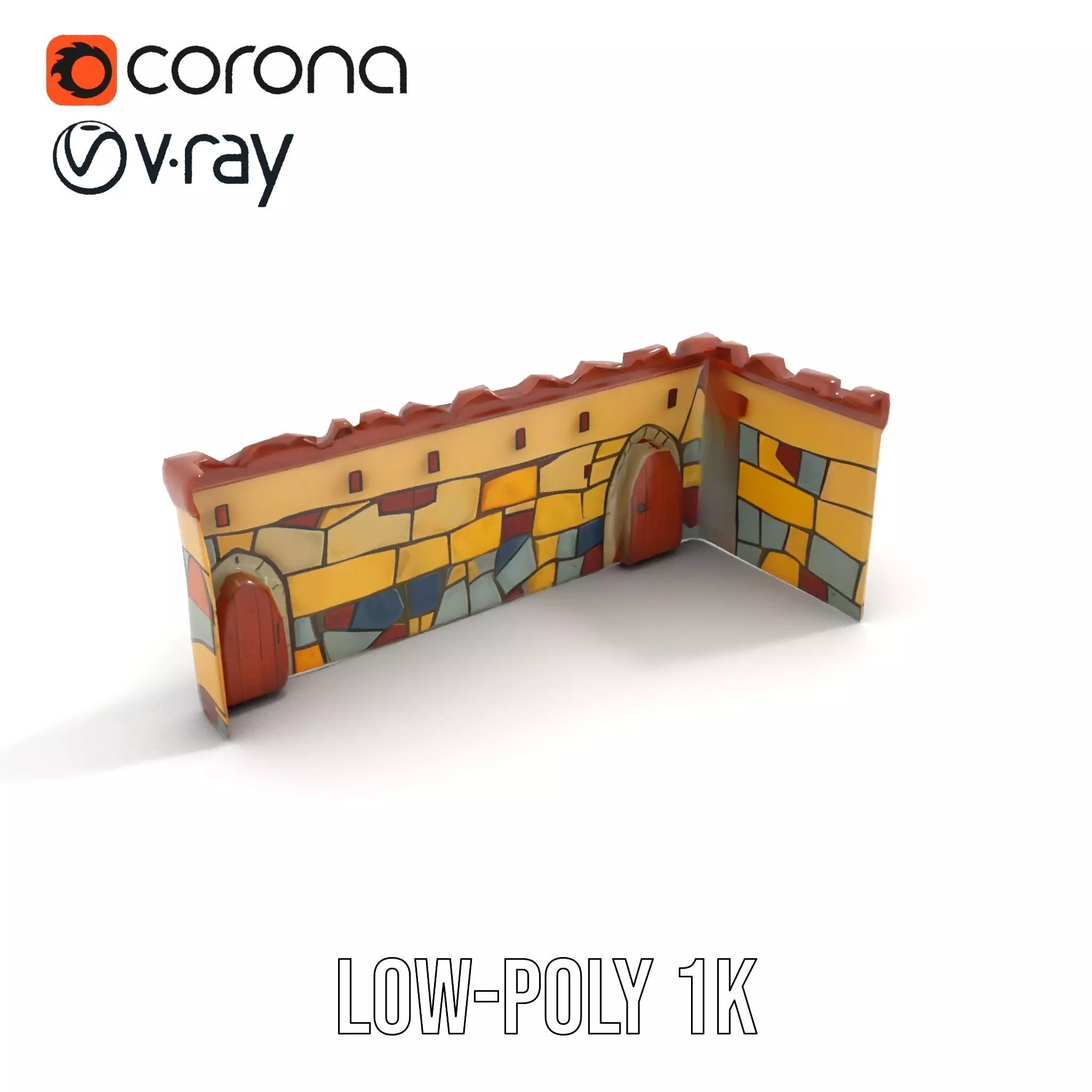 Colorful Castle Wall model pack Low-poly 3D model_20