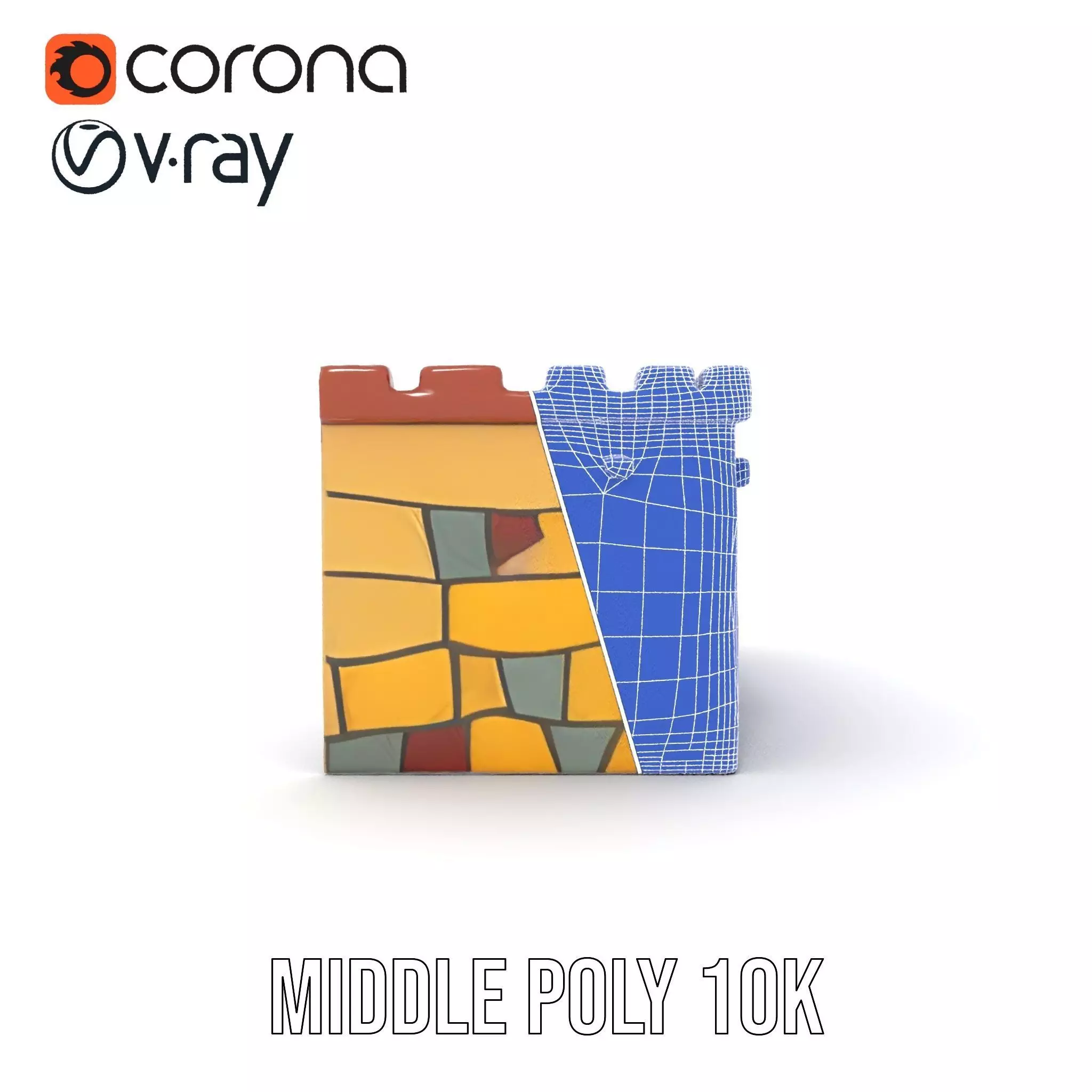 Colorful Castle Wall model pack Low-poly 3D model_24