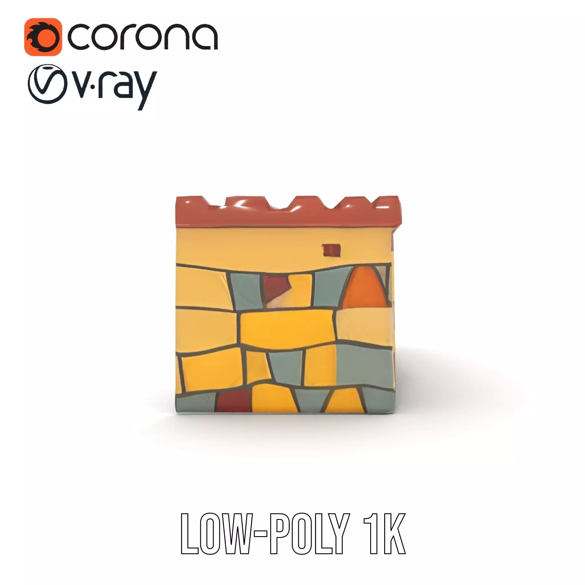 Colorful Castle Wall model pack Low-poly 3D model_25