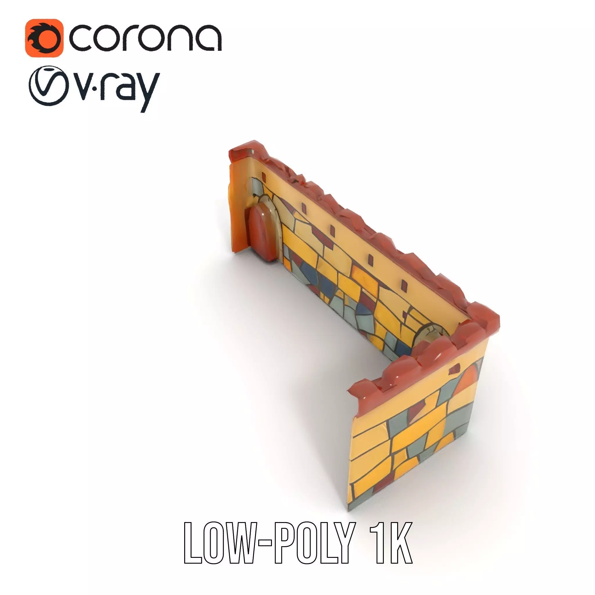 Colorful Castle Wall model pack Low-poly 3D model_7