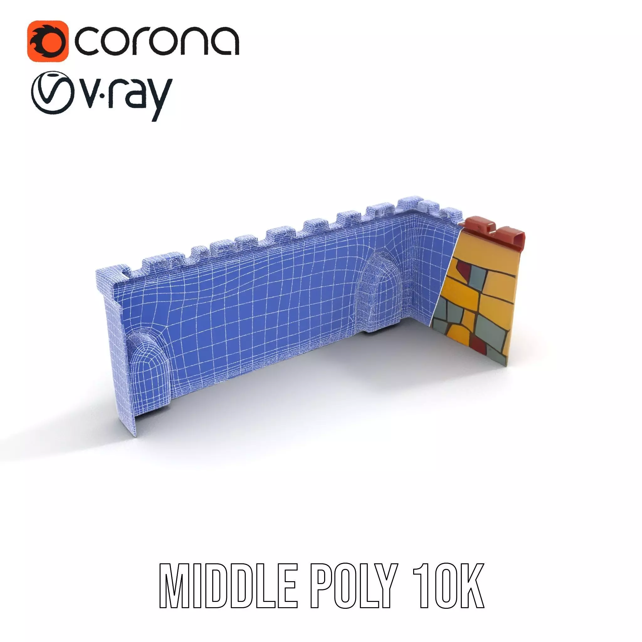 Colorful Castle Wall model pack Low-poly 3D model_21