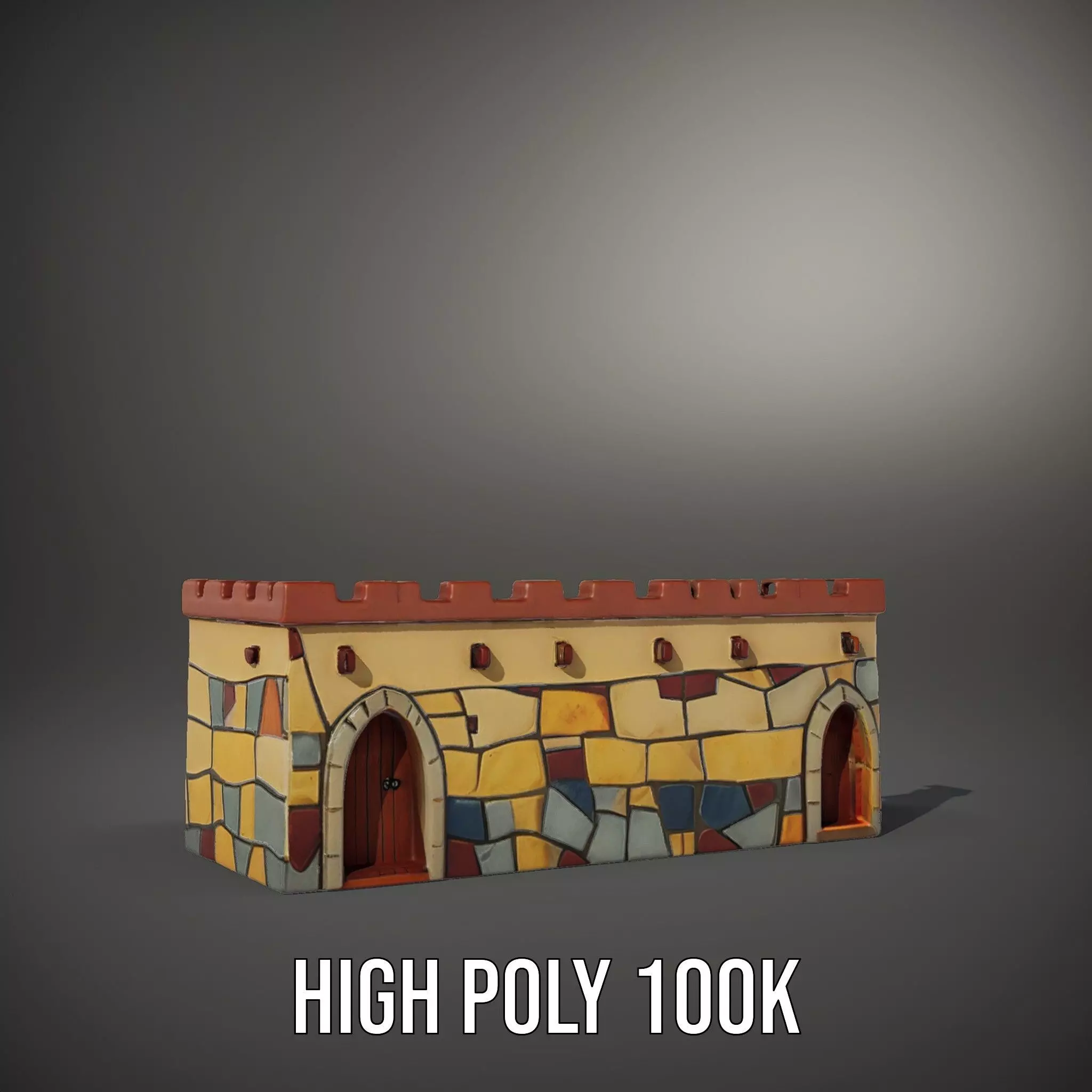 Colorful Castle Wall model pack Low-poly 3D model_8