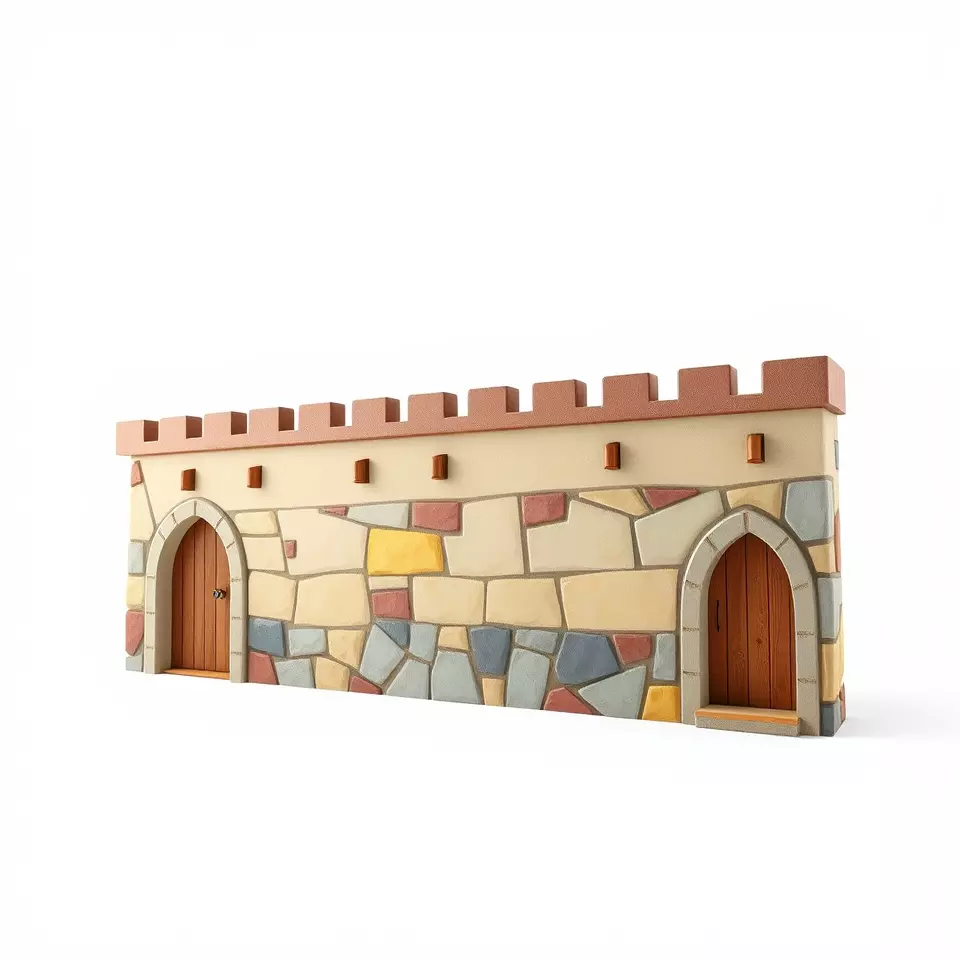 Colorful Castle Wall model pack Low-poly 3D model_2