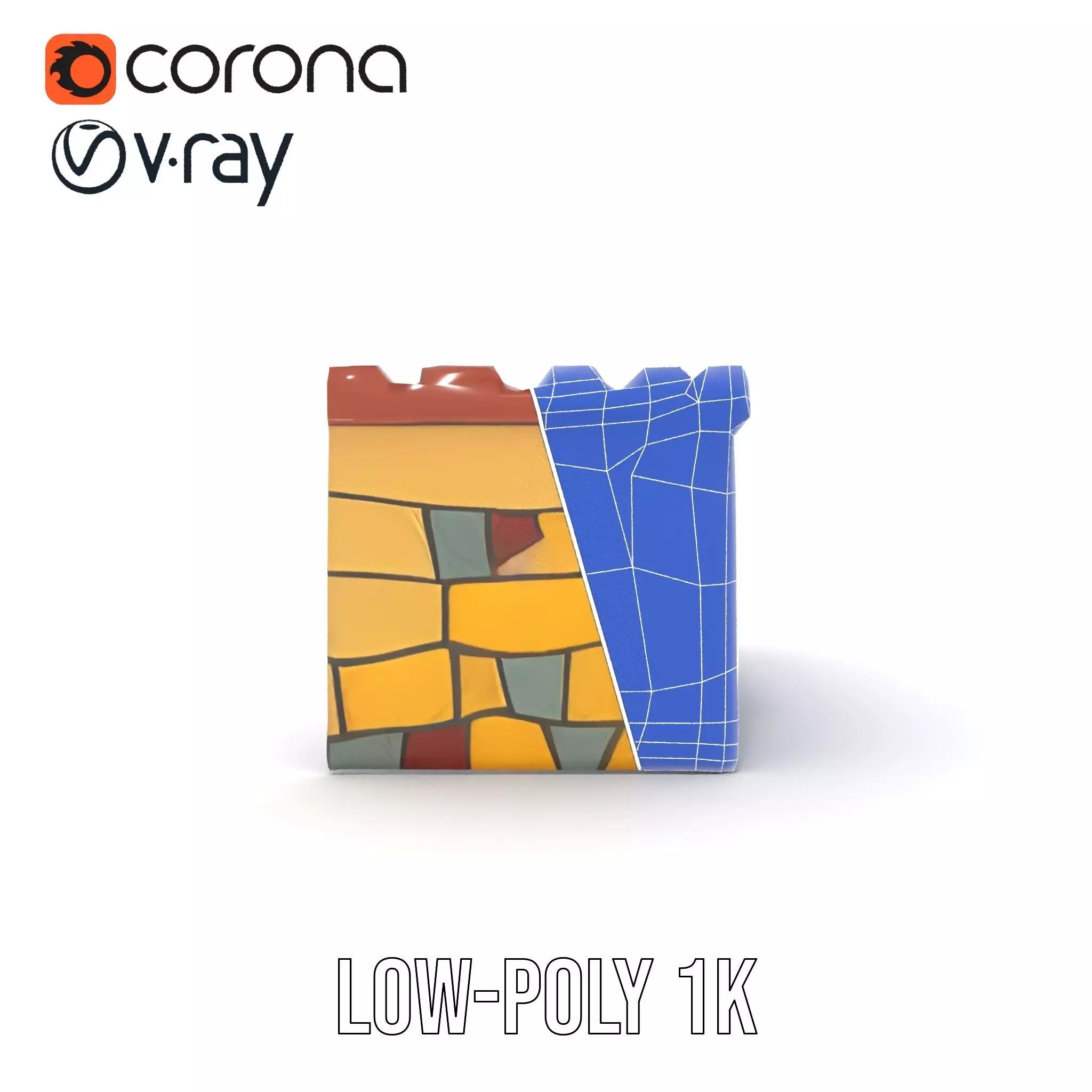 Colorful Castle Wall model pack Low-poly 3D model_31