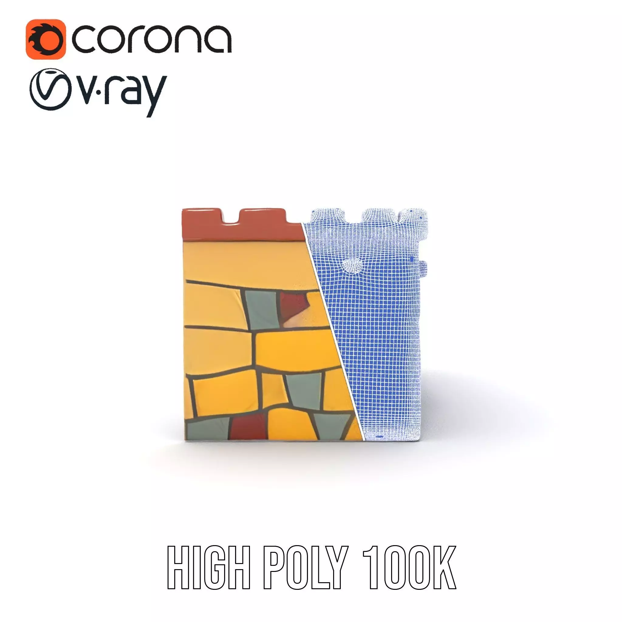 Colorful Castle Wall model pack Low-poly 3D model_34