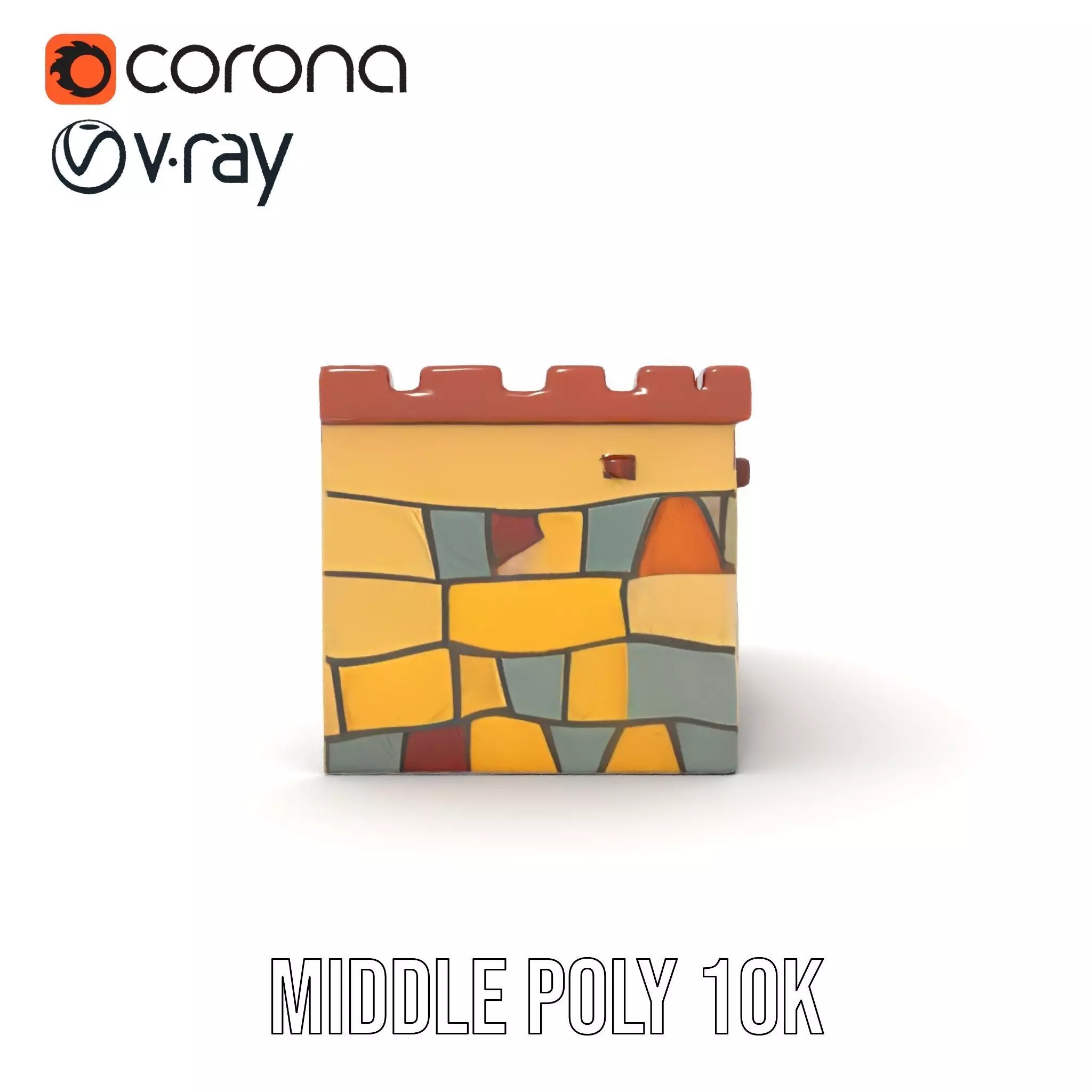 Colorful Castle Wall model pack Low-poly 3D model_19