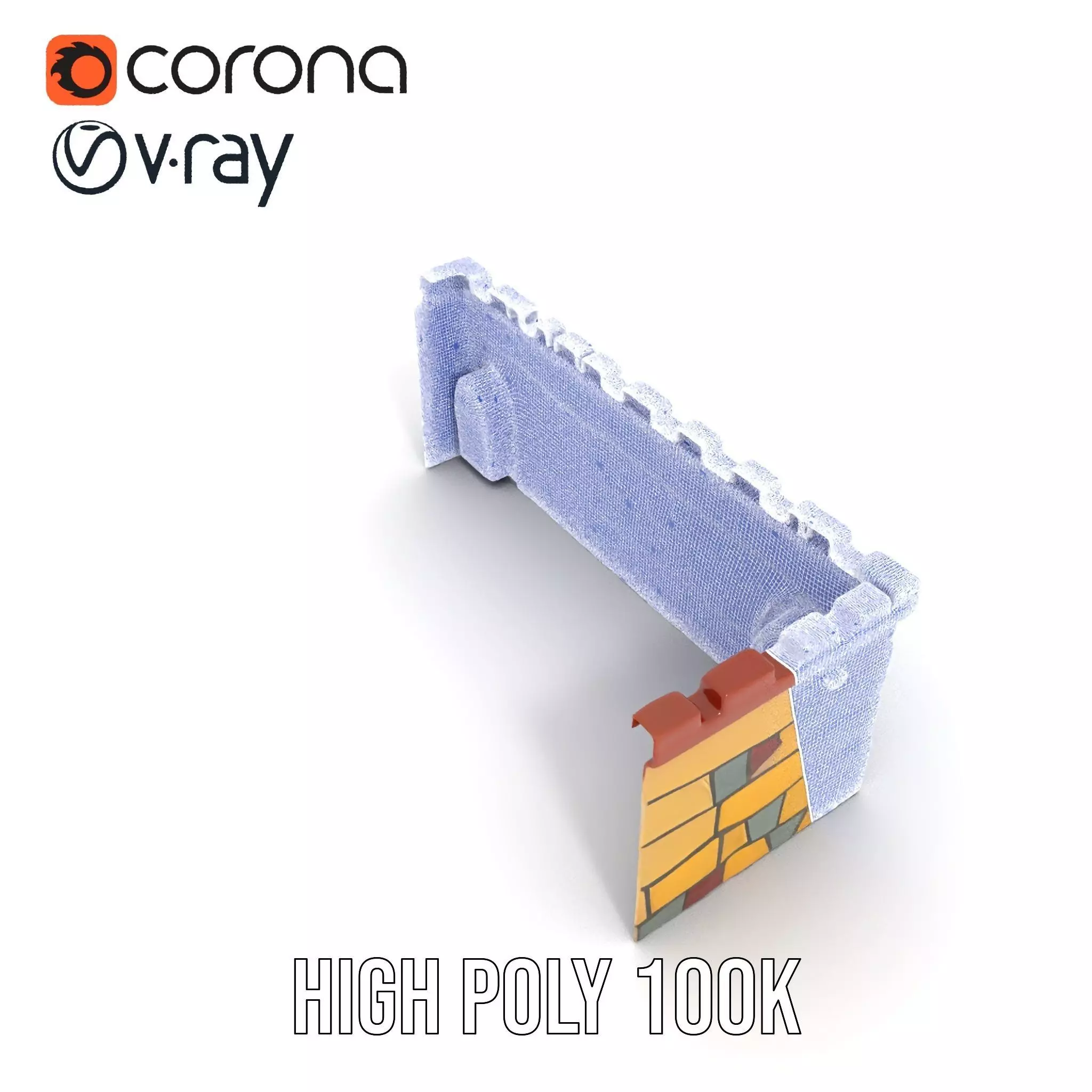 Colorful Castle Wall model pack Low-poly 3D model_26