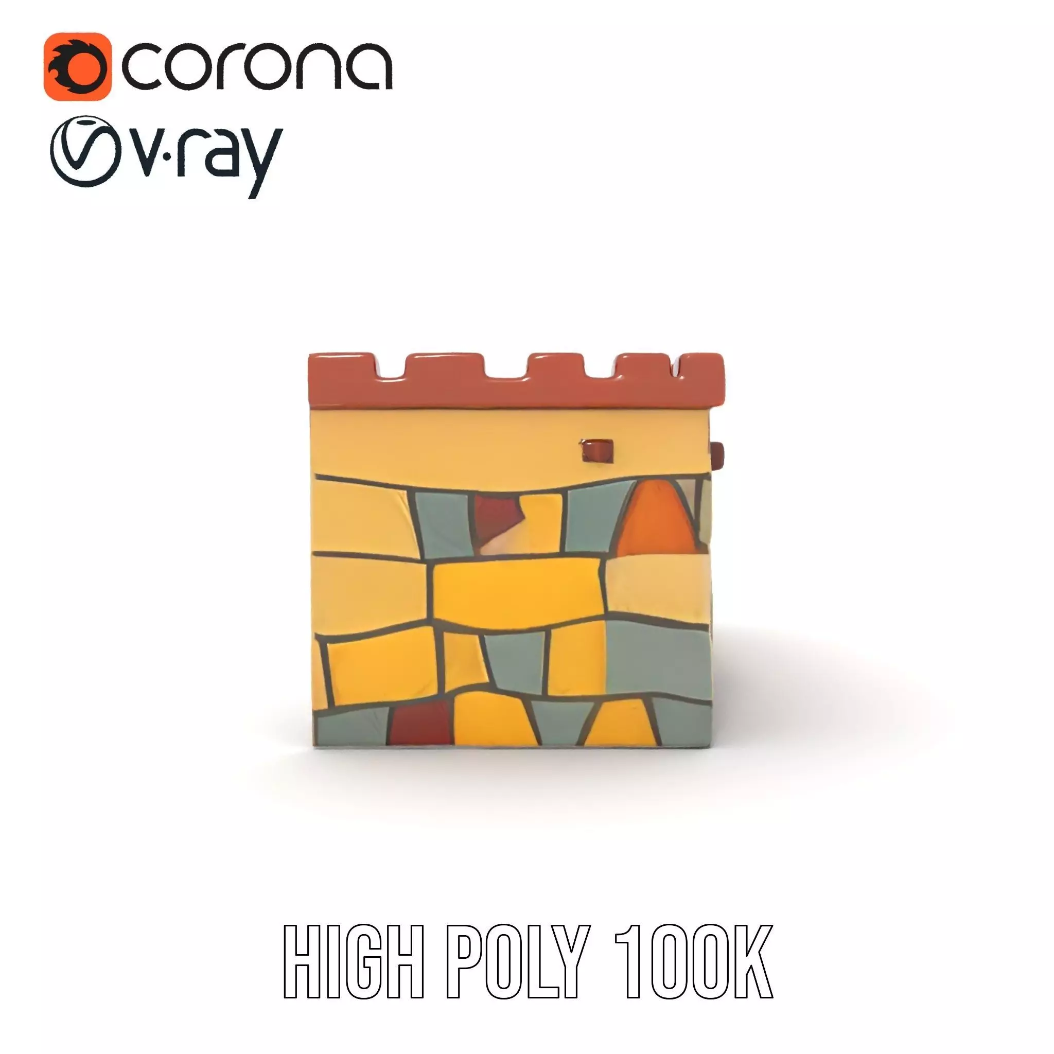 Colorful Castle Wall model pack Low-poly 3D model_32