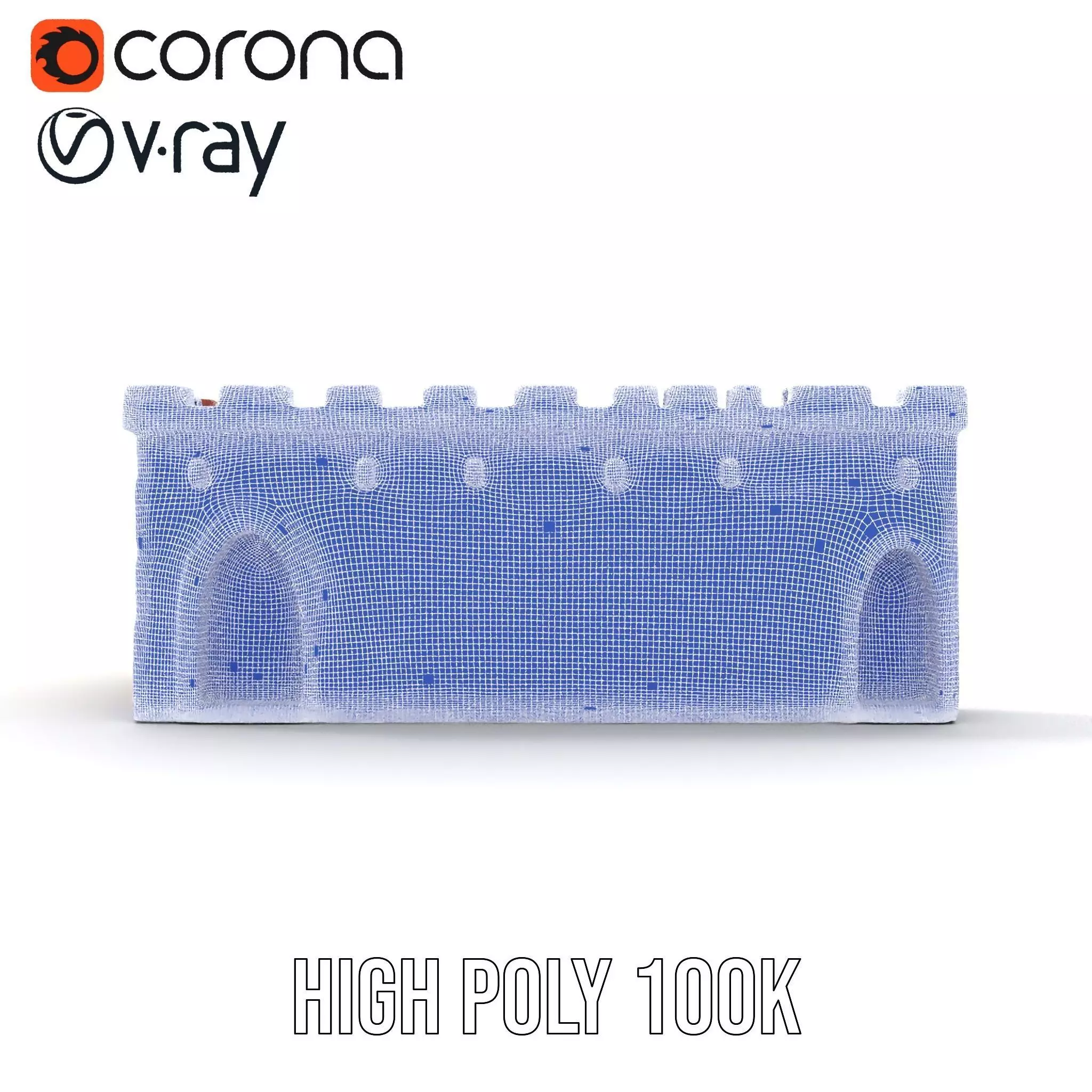 Colorful Castle Wall model pack Low-poly 3D model_33