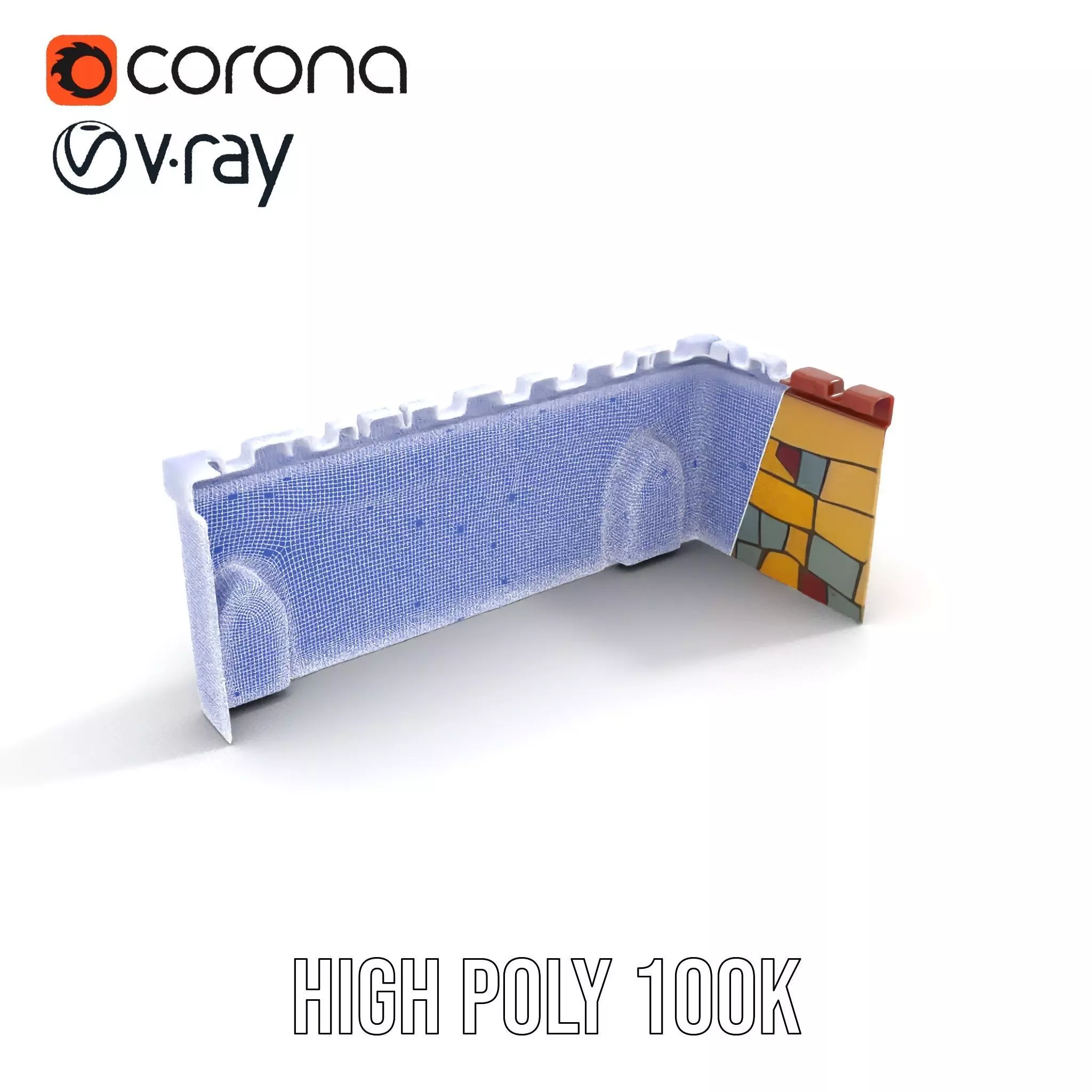 Colorful Castle Wall model pack Low-poly 3D model_29