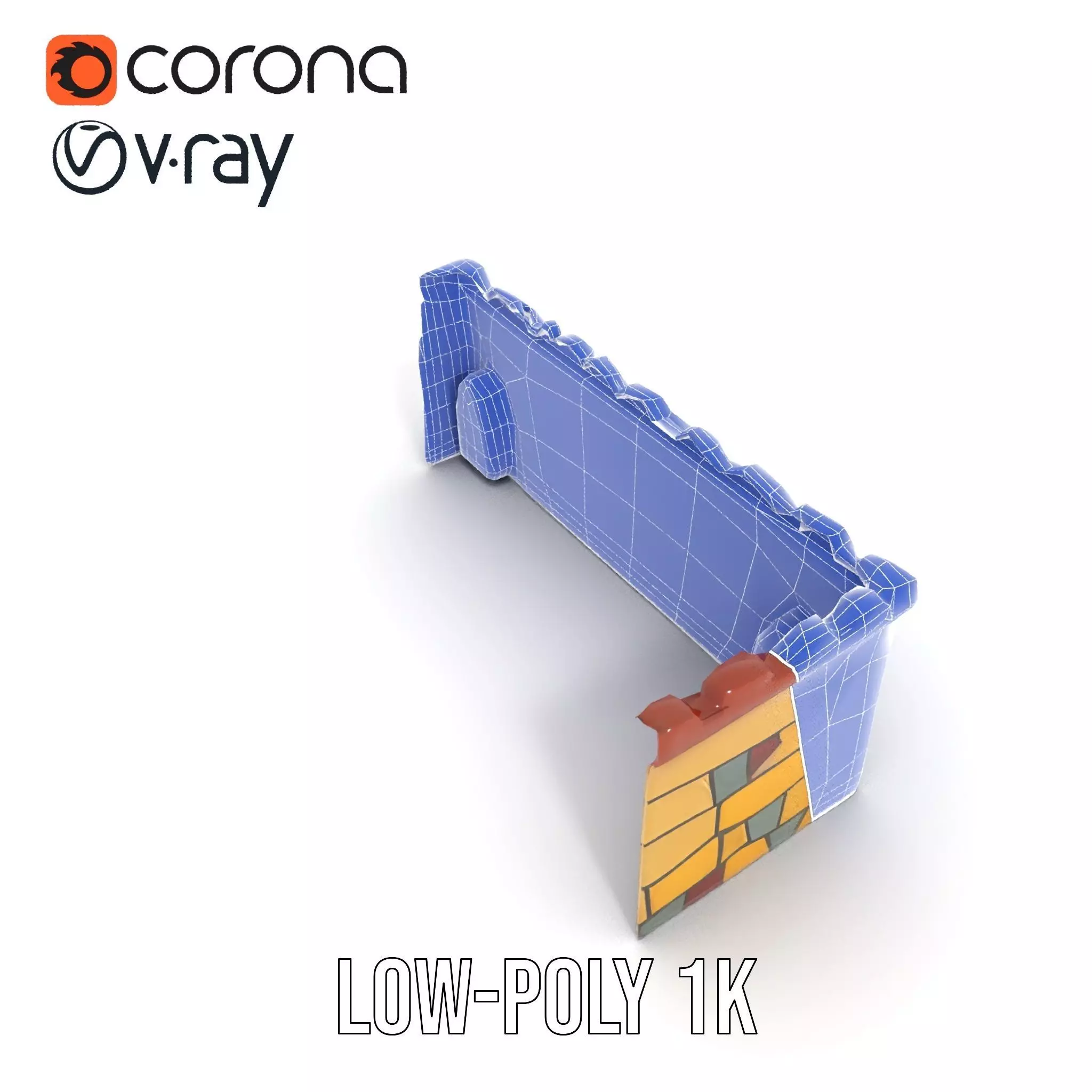 Colorful Castle Wall model pack Low-poly 3D model_12