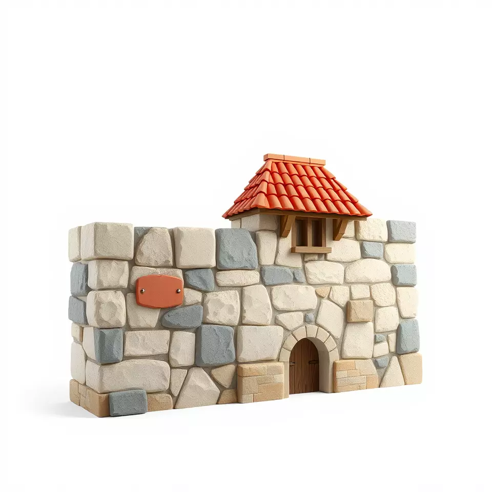 Charming Stone Castle Wall model pack Low-poly 3D model_2