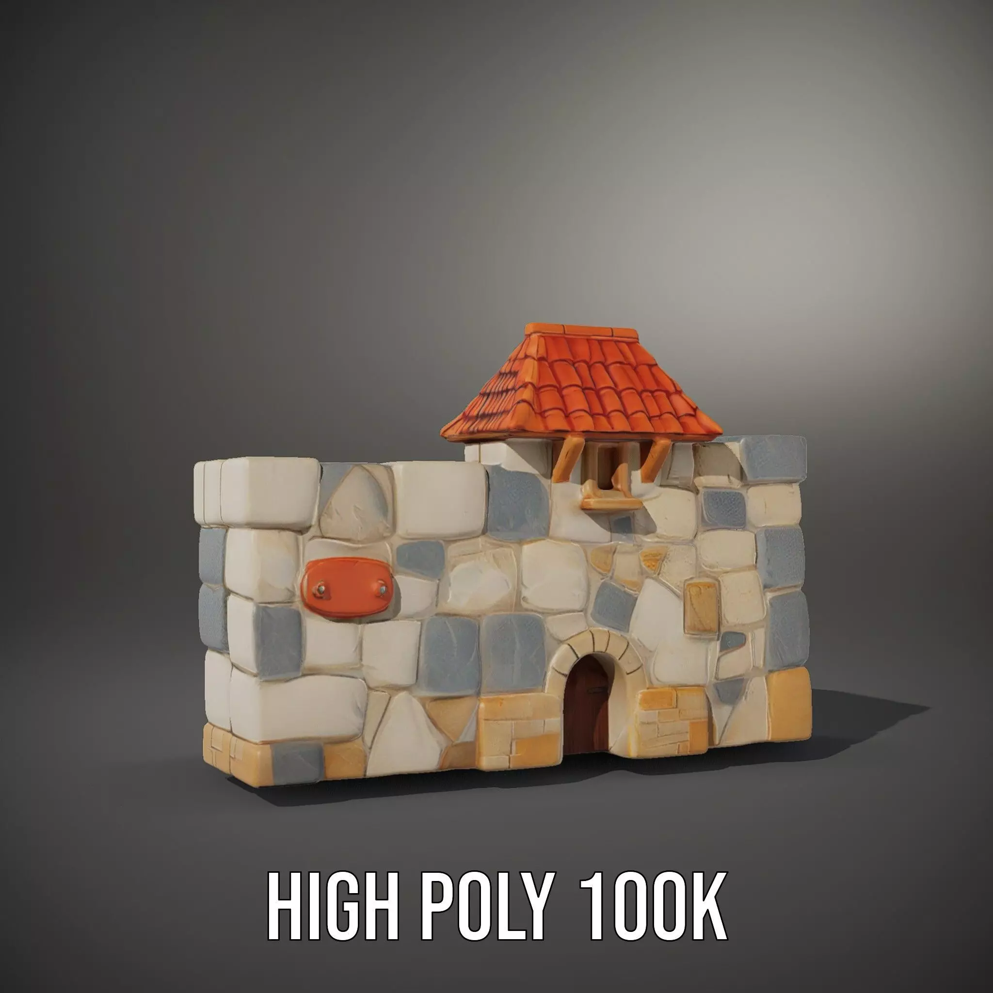 Charming Stone Castle Wall model pack Low-poly 3D model_10