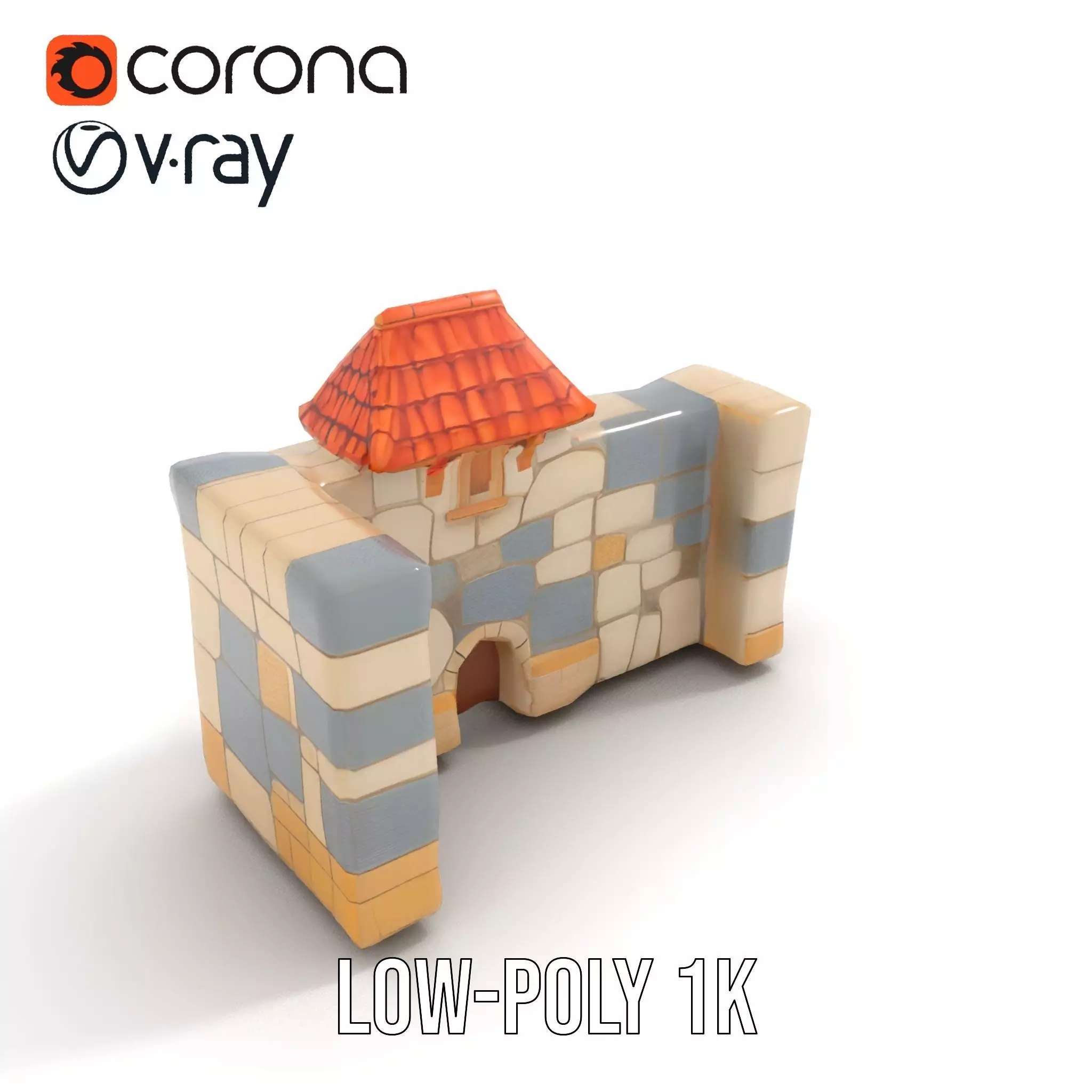 Charming Stone Castle Wall model pack Low-poly 3D model_20