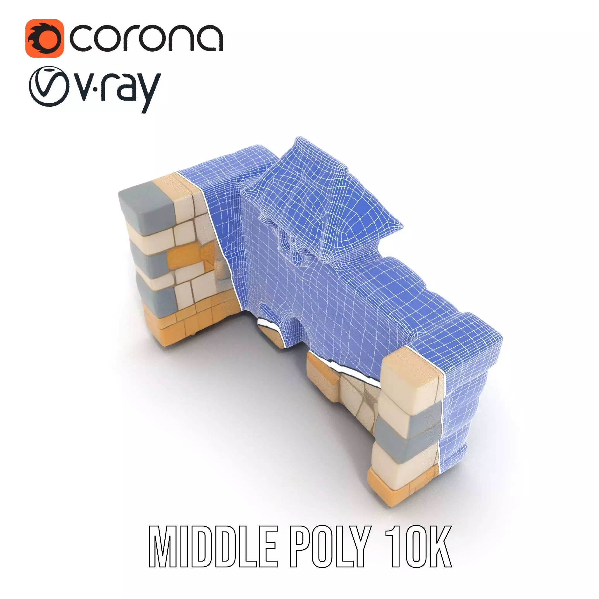 Charming Stone Castle Wall model pack Low-poly 3D model_21