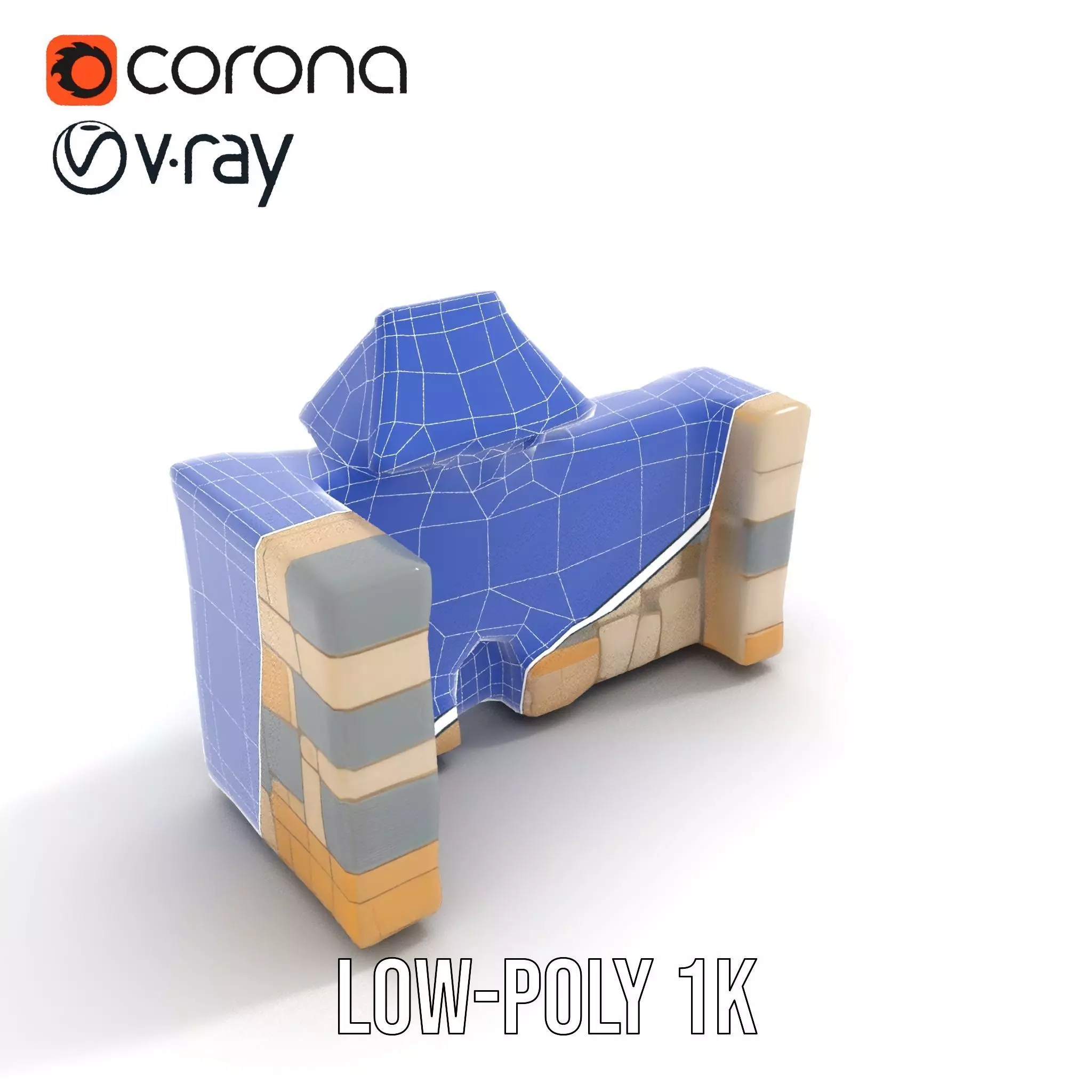 Charming Stone Castle Wall model pack Low-poly 3D model_25