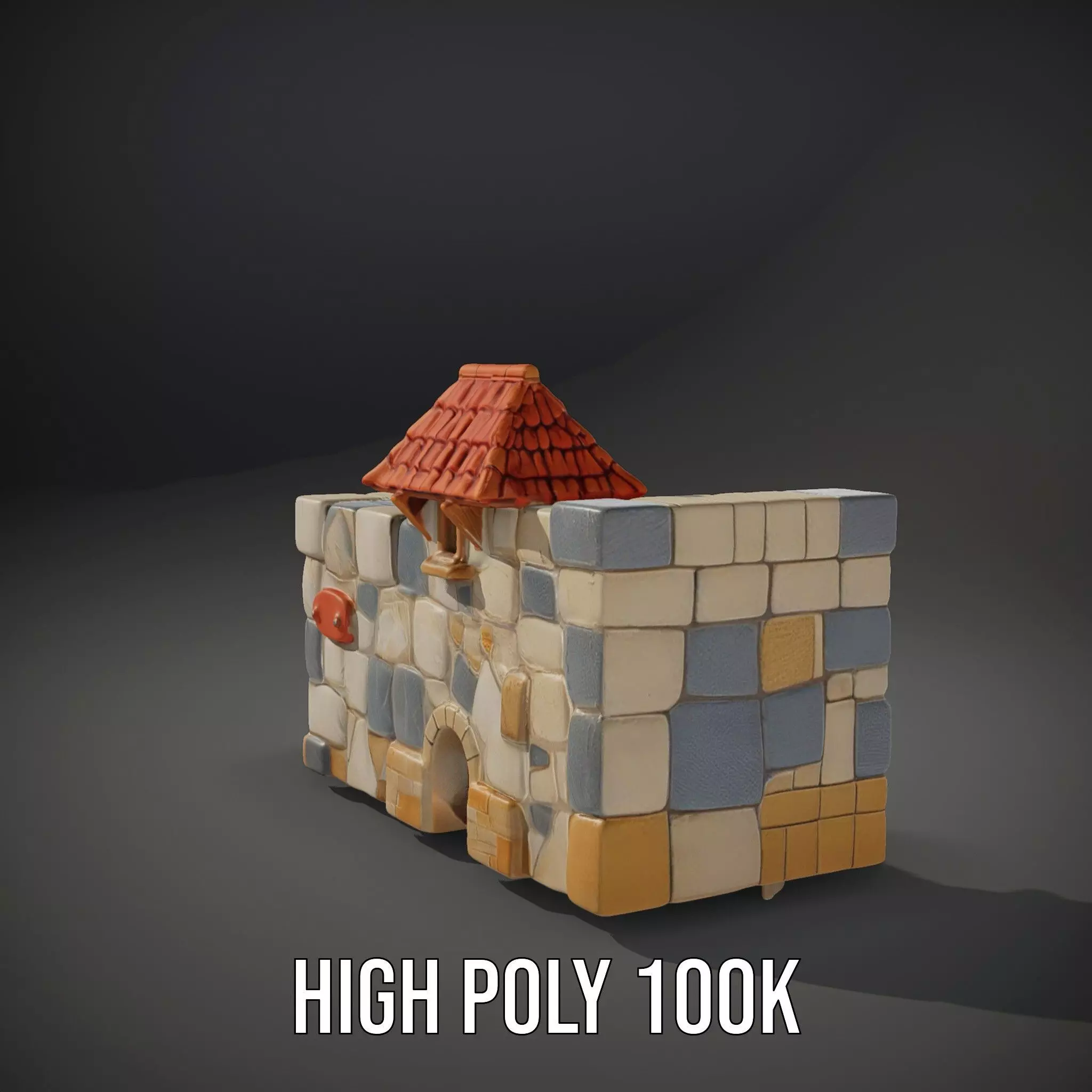 Charming Stone Castle Wall model pack Low-poly 3D model_8