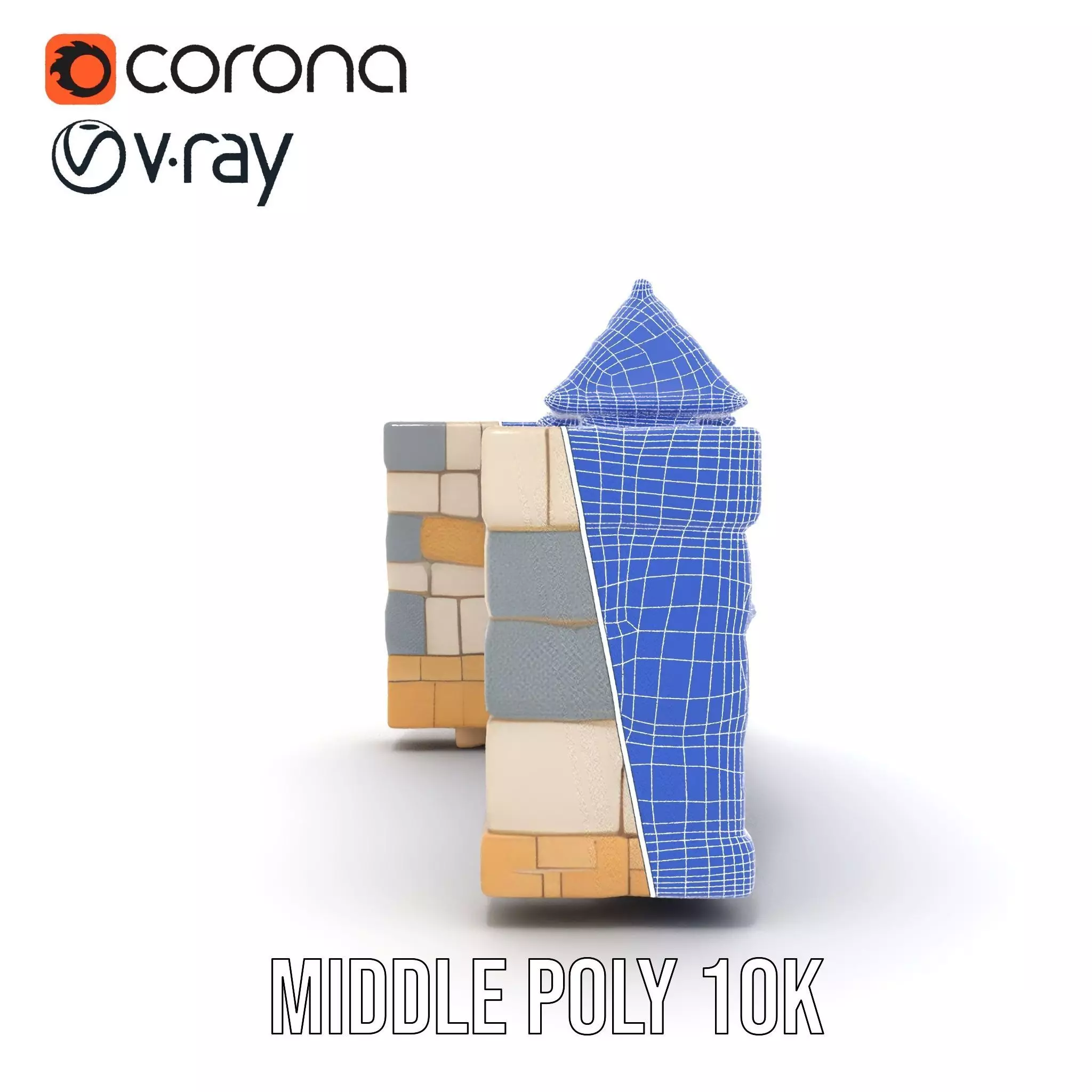 Charming Stone Castle Wall model pack Low-poly 3D model_30