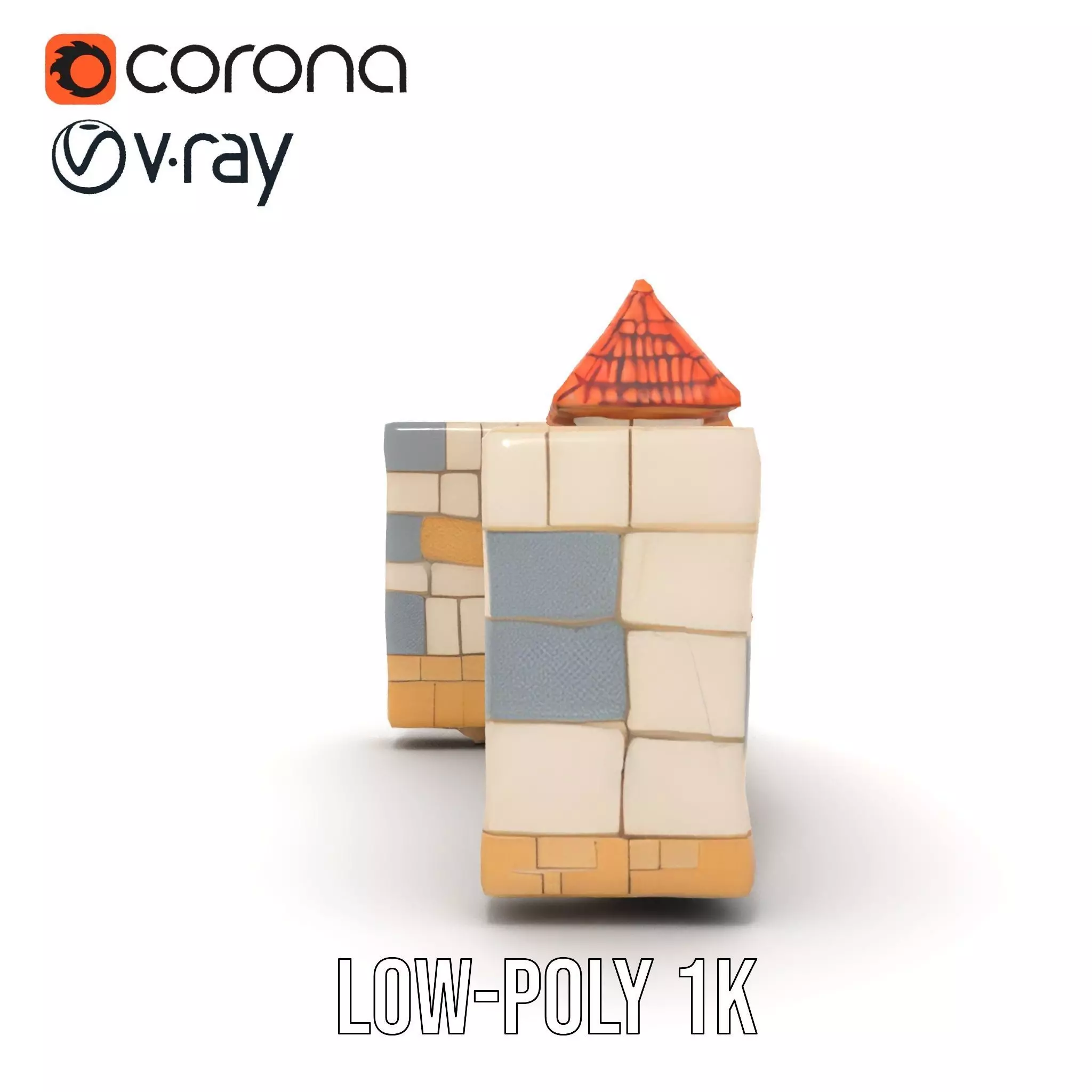 Charming Stone Castle Wall model pack Low-poly 3D model_12