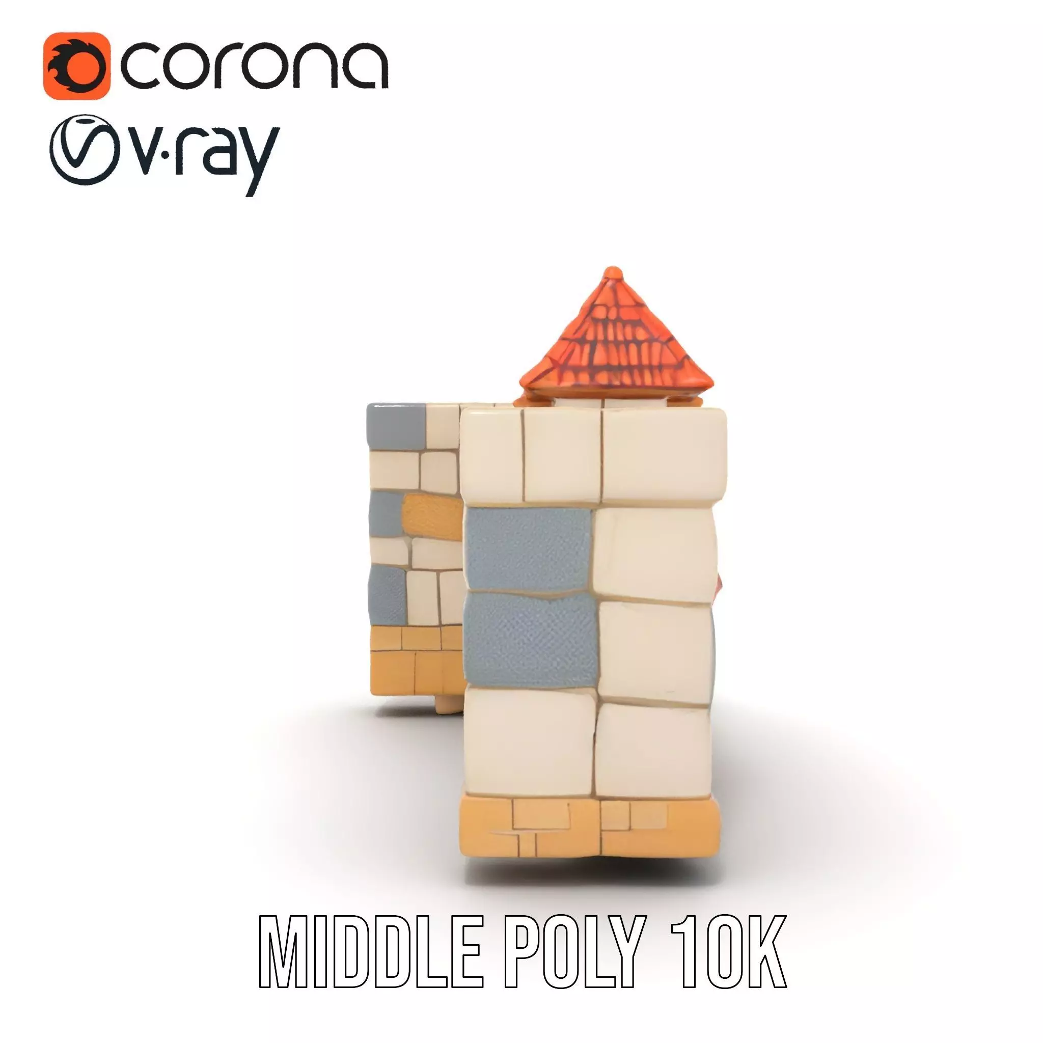 Charming Stone Castle Wall model pack Low-poly 3D model_24