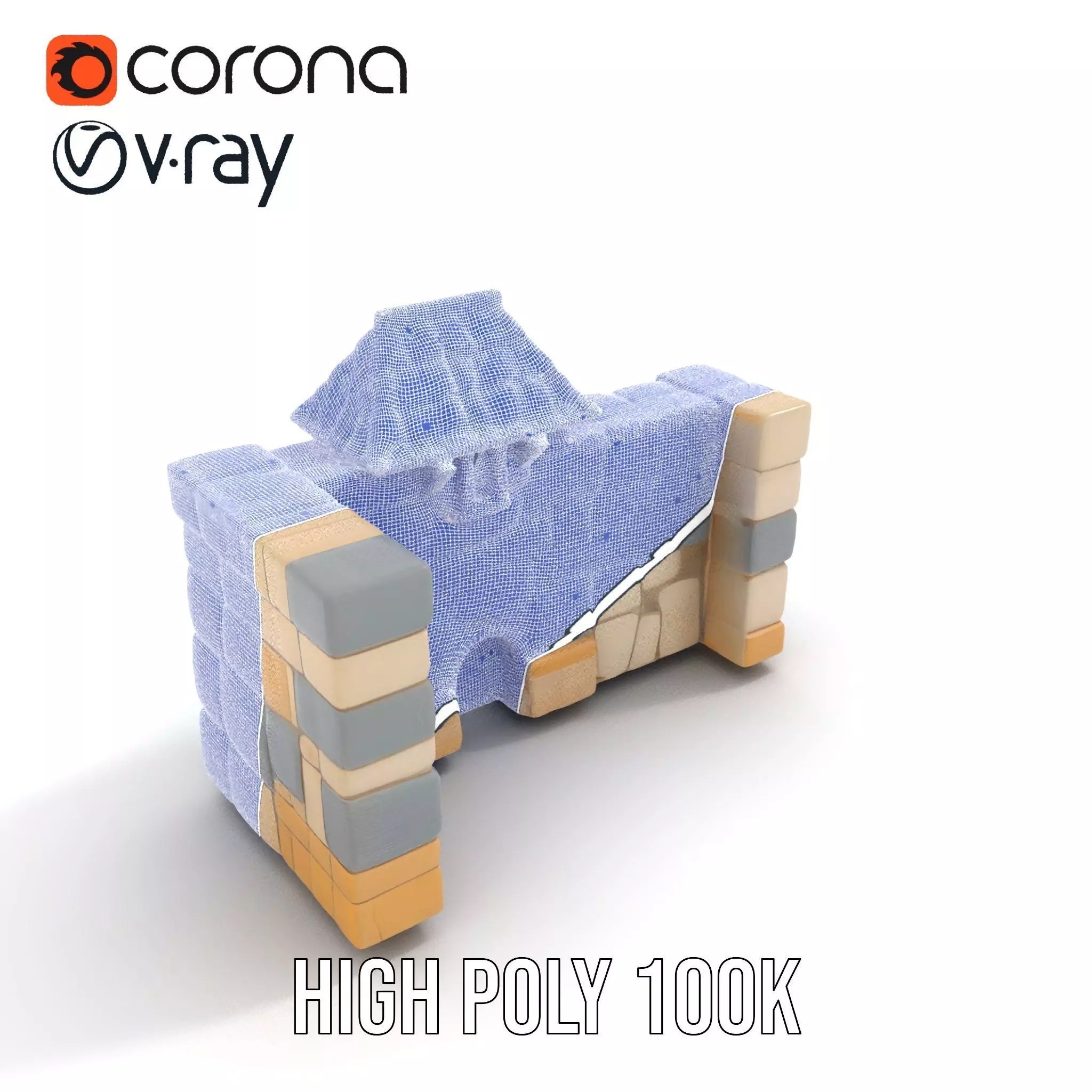 Charming Stone Castle Wall model pack Low-poly 3D model_29