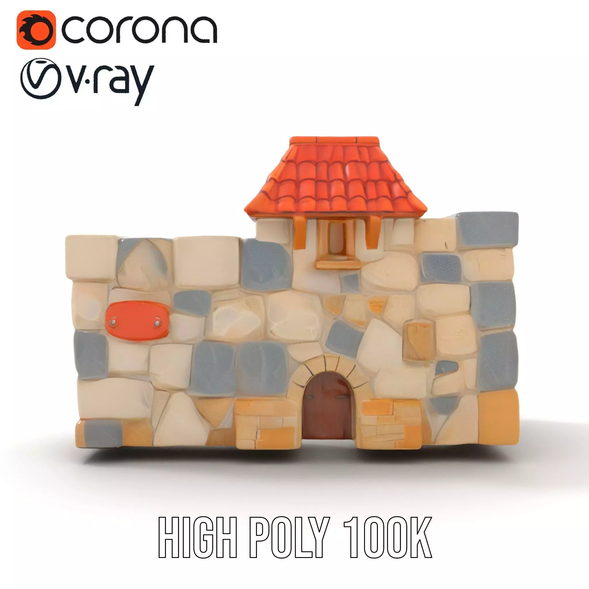 Charming Stone Castle Wall model pack Low-poly 3D model_23