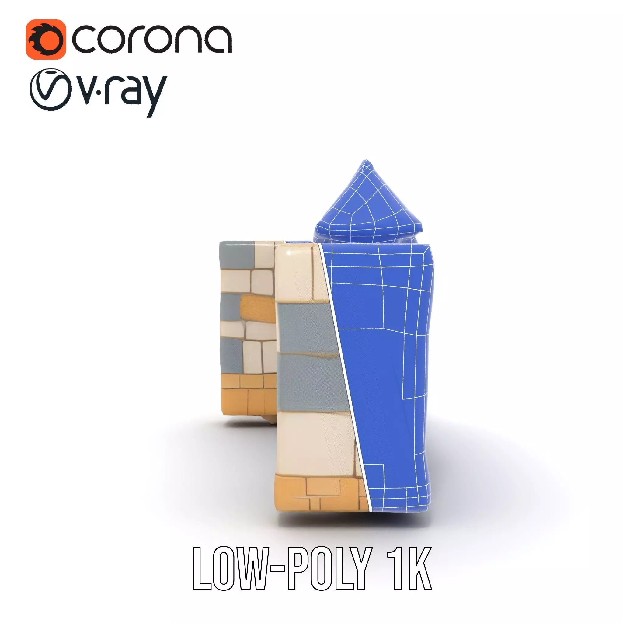 Charming Stone Castle Wall model pack Low-poly 3D model_31