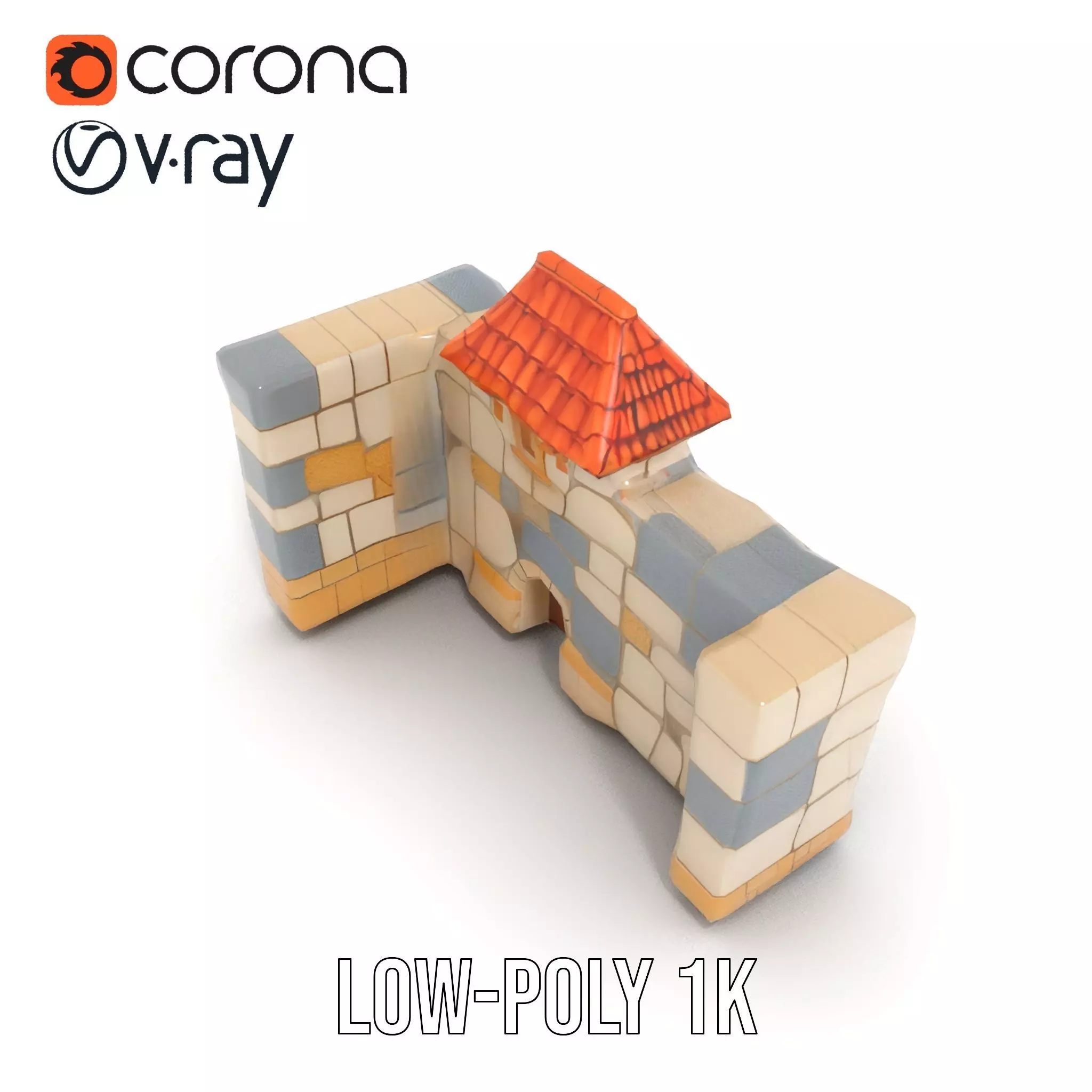 Charming Stone Castle Wall model pack Low-poly 3D model_9