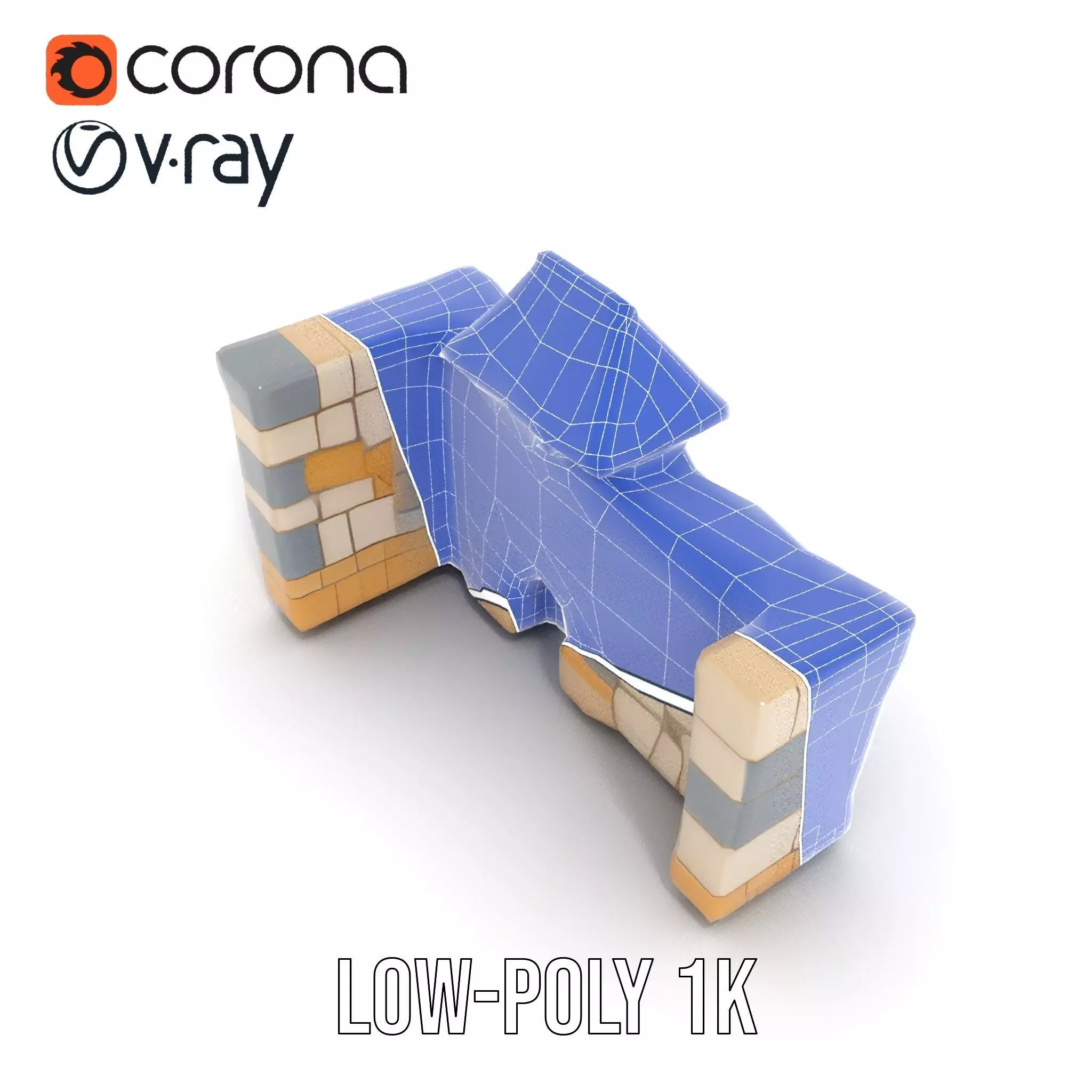 Charming Stone Castle Wall model pack Low-poly 3D model_28