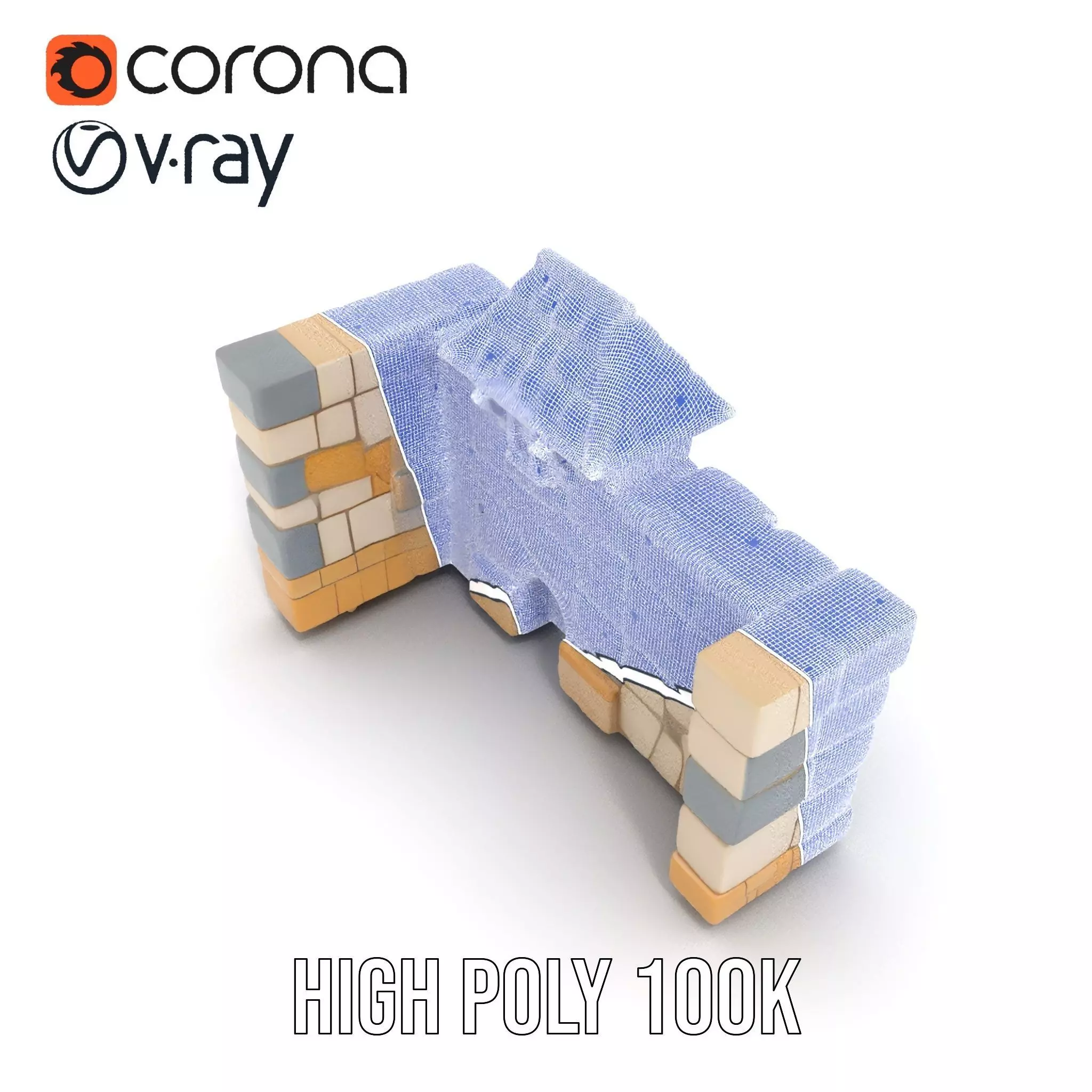 Charming Stone Castle Wall model pack Low-poly 3D model_32