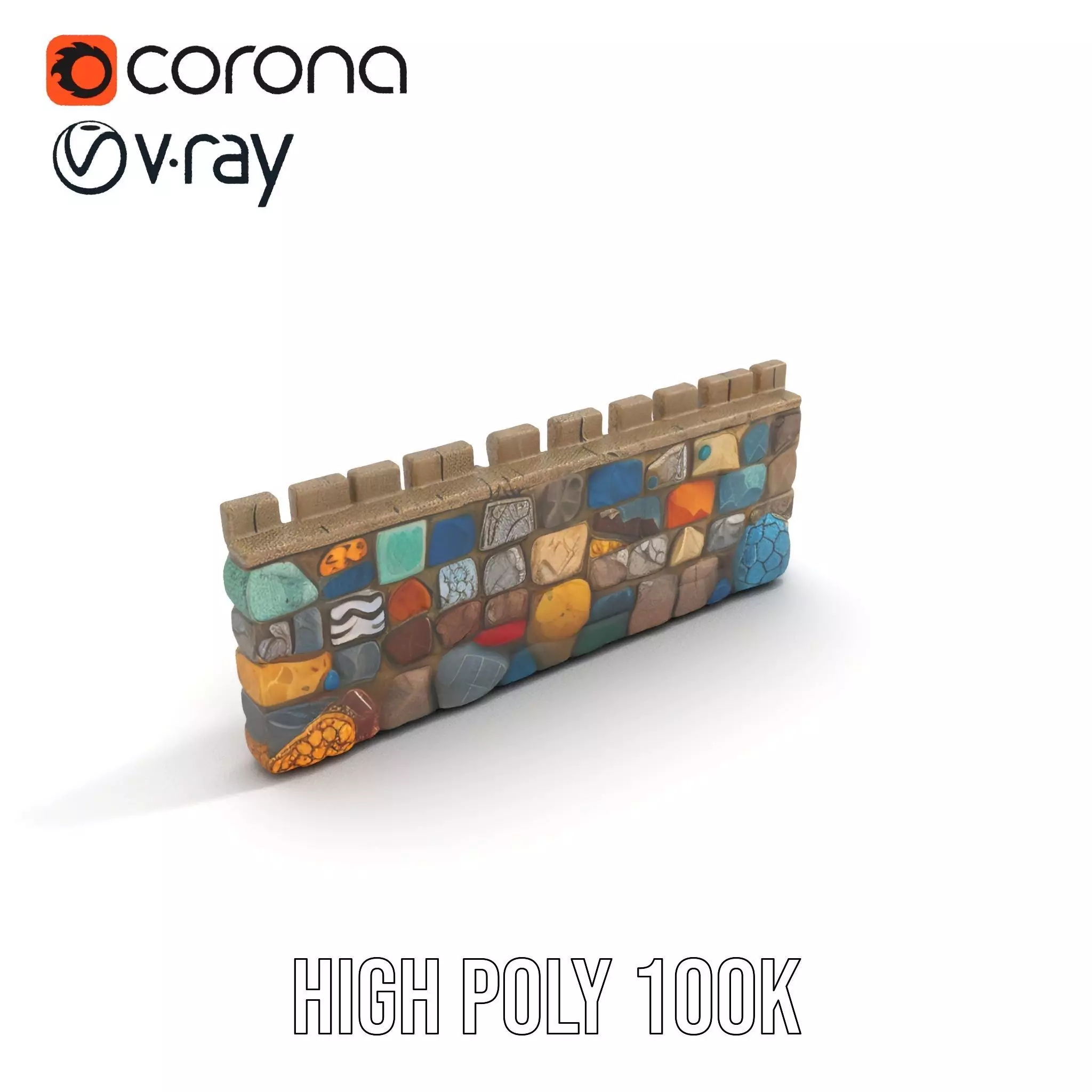 Colorful Castle Wall model pack Low-poly 3D model_22