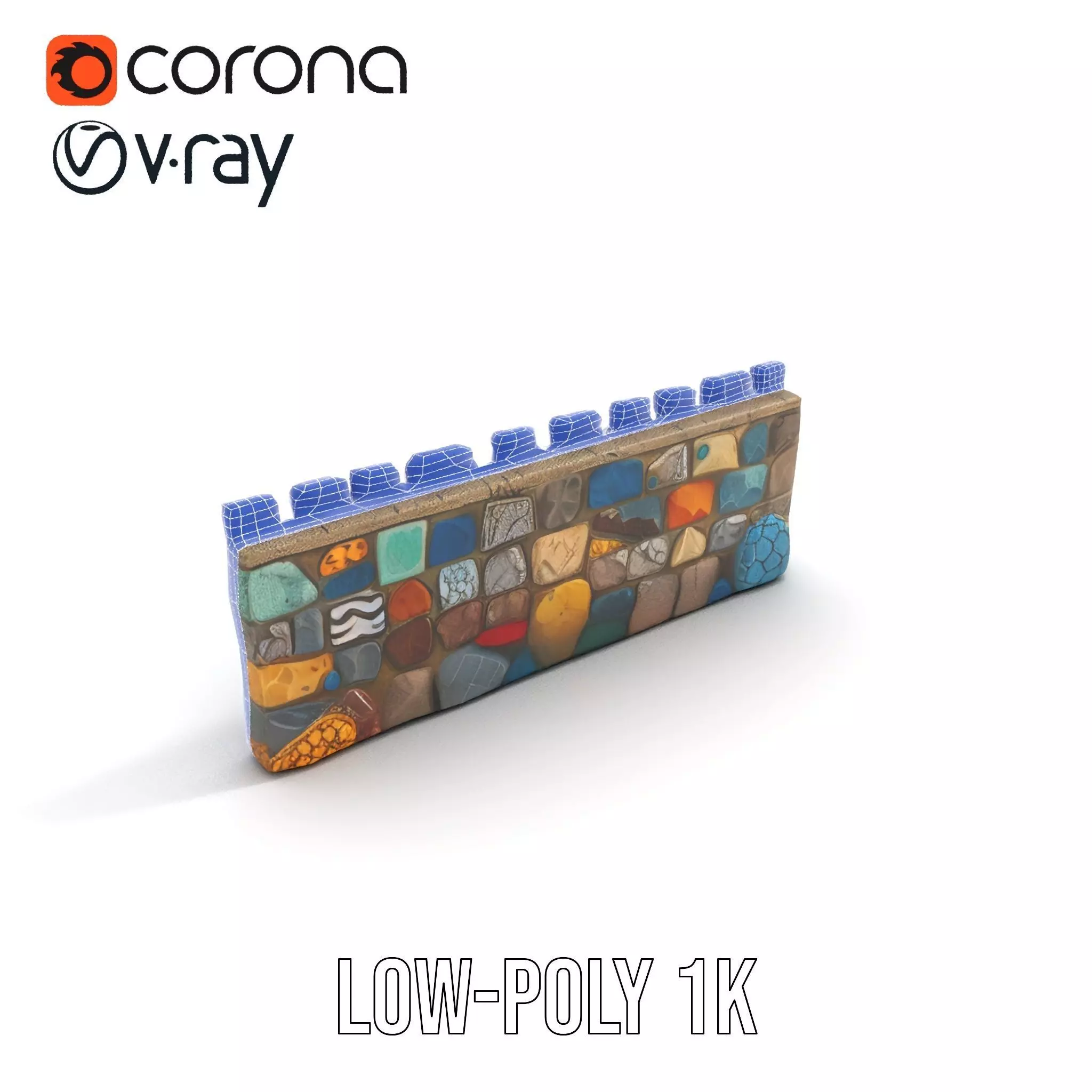 Colorful Castle Wall model pack Low-poly 3D model_16