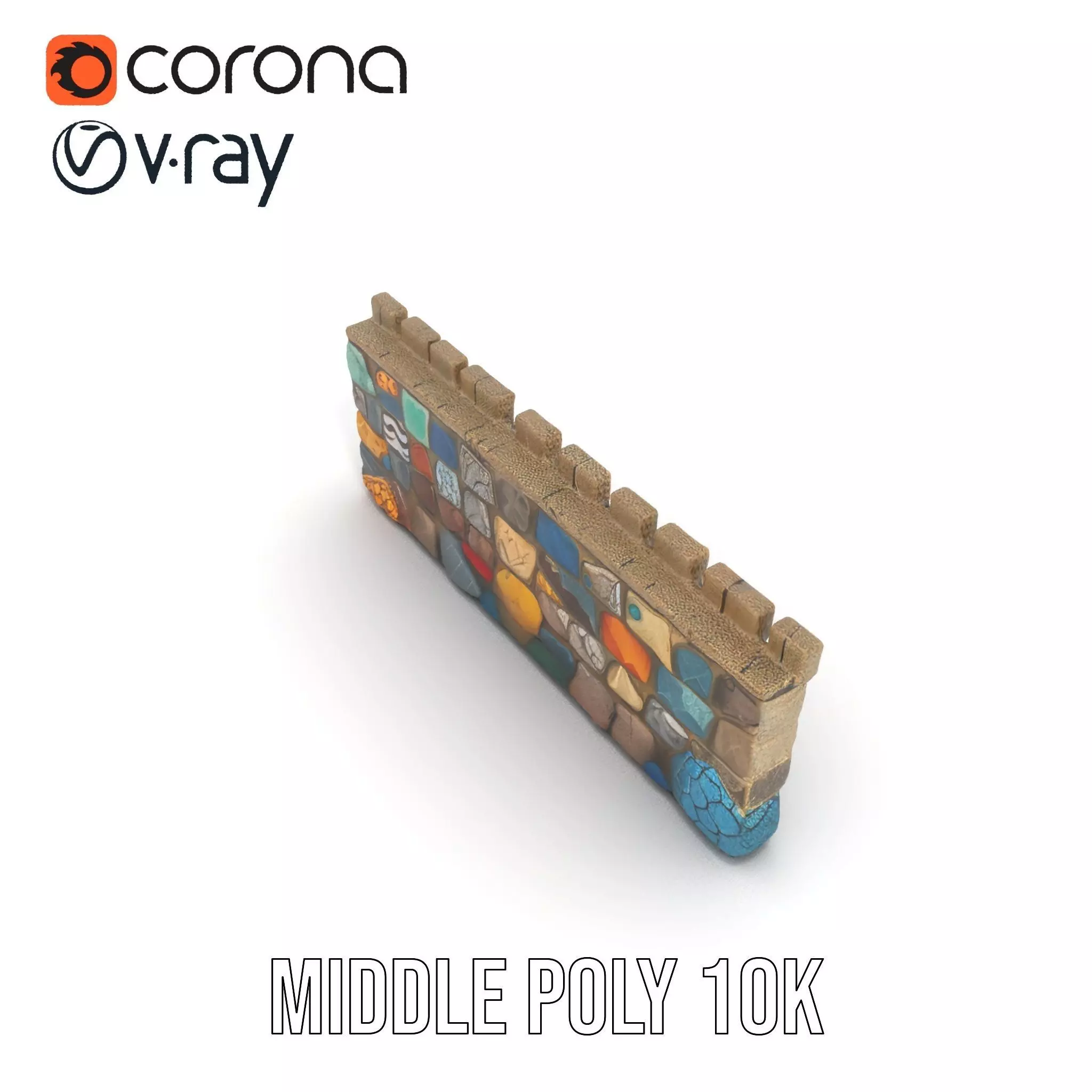 Colorful Castle Wall model pack Low-poly 3D model_17