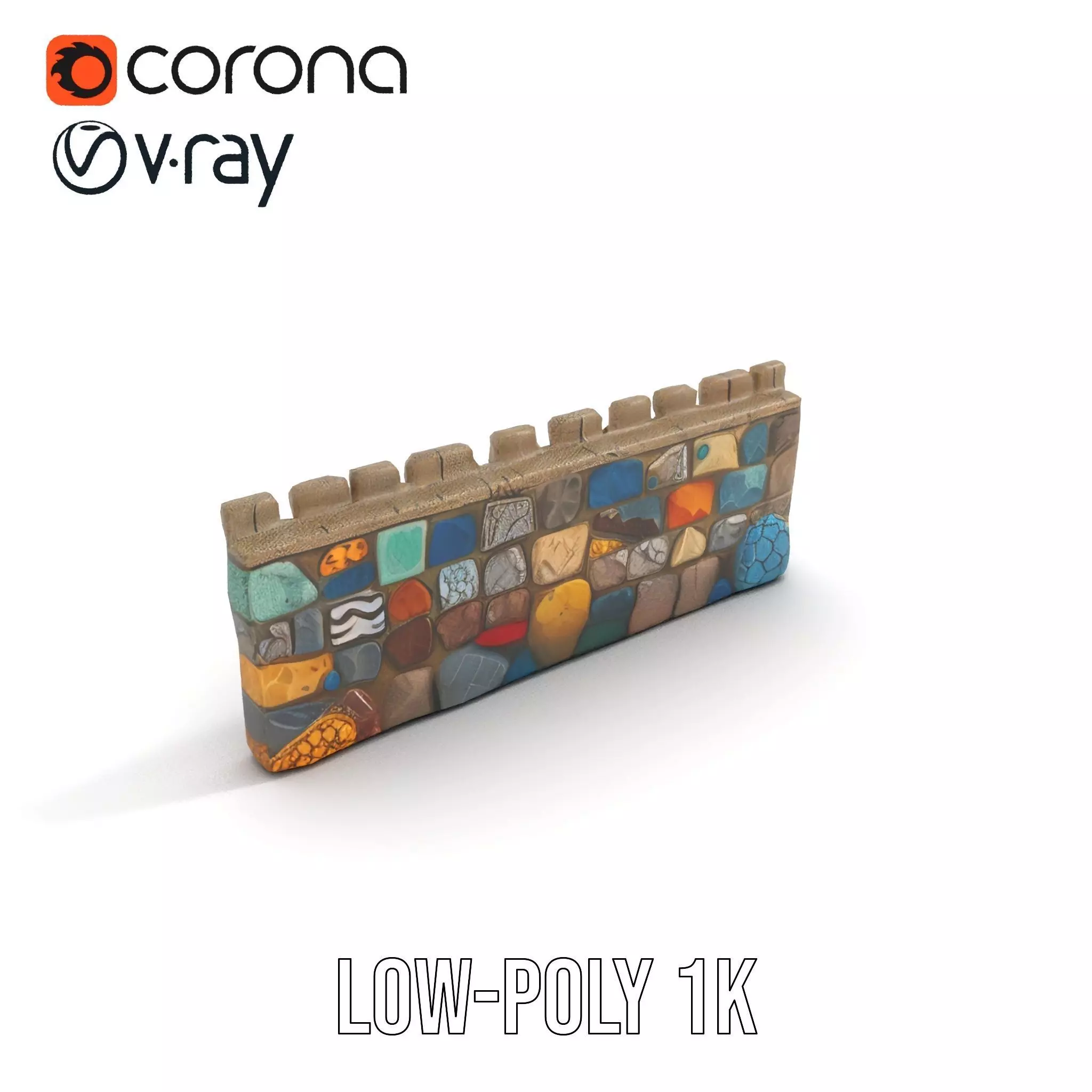 Colorful Castle Wall model pack Low-poly 3D model_21