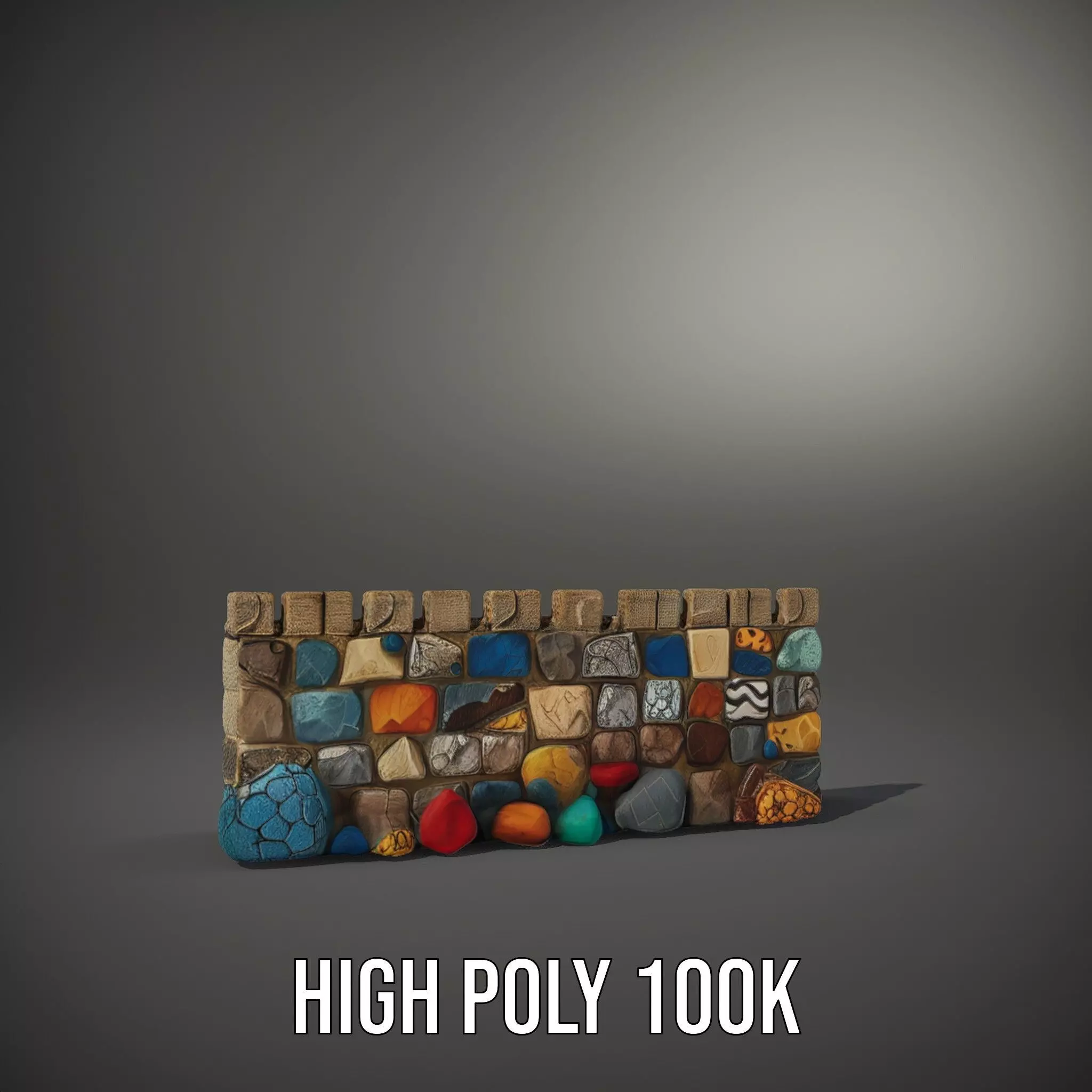 Colorful Castle Wall model pack Low-poly 3D model_8